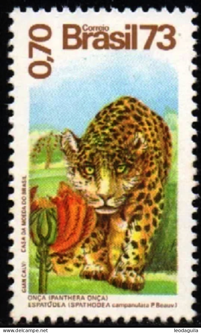 BRAZIL #1329  -  ONÇA  (Panthera Onça) - JAGUAR  -  FELINE 1973  MNH - Neufs