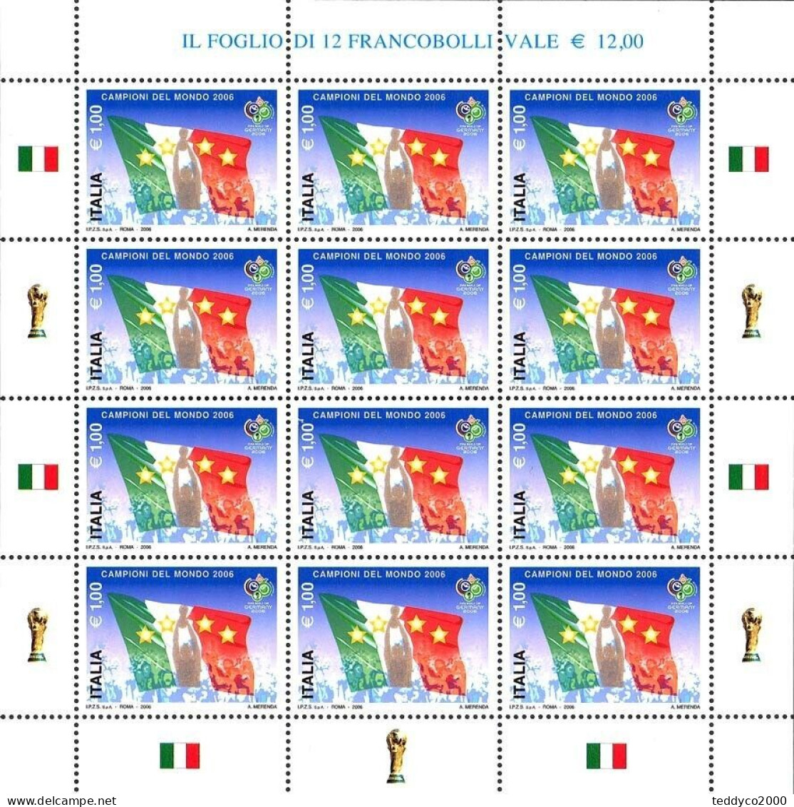 Foglietto Calcio Italia Campione Del Mondo 2006 Nuovo - 2001-10: Nieuw/plakker