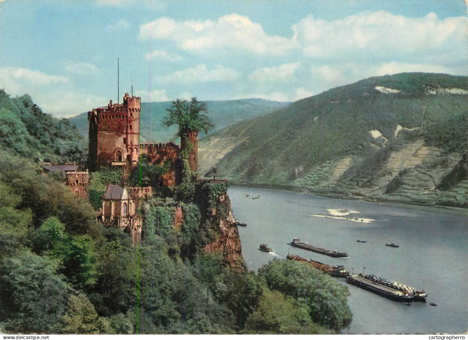 Navigation Sailing Vessels & Boats Themed Postcard Burg Rheinstein - Segelboote