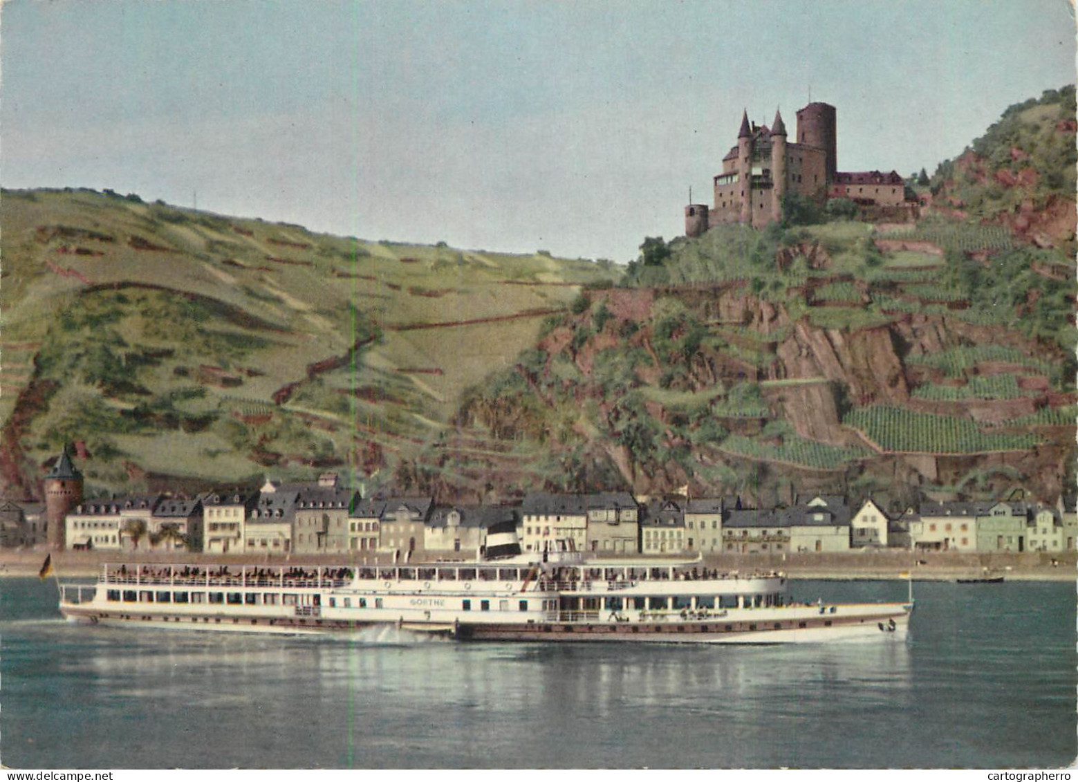 Navigation Sailing Vessels & Boats Themed Postcard Burg Katz Am Rhein Pleasure Cruise - Sailing Vessels
