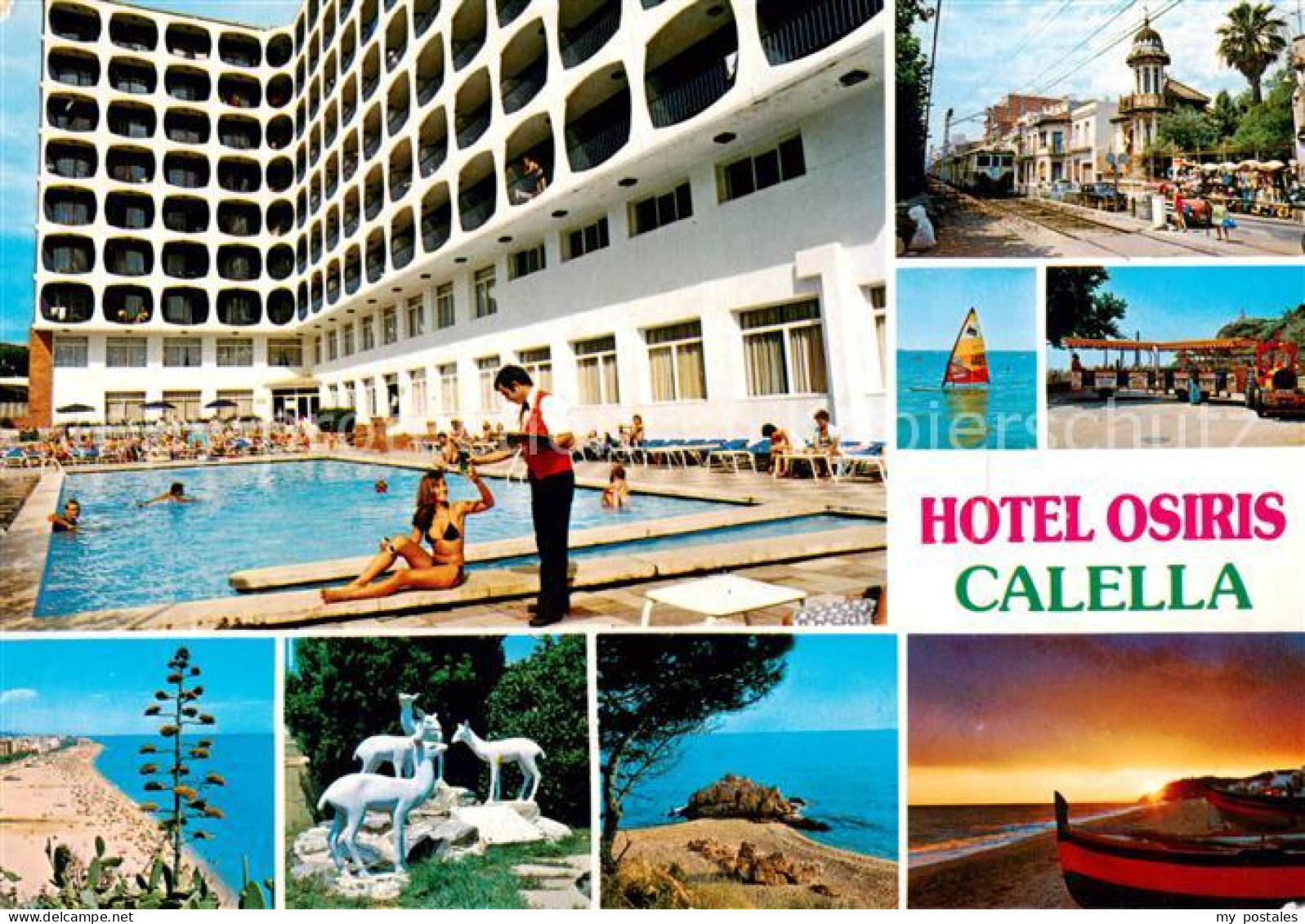73789126 Calella De Mar ES Hotel Osiris Pool Strand Skulptur Panorama  - Sonstige & Ohne Zuordnung