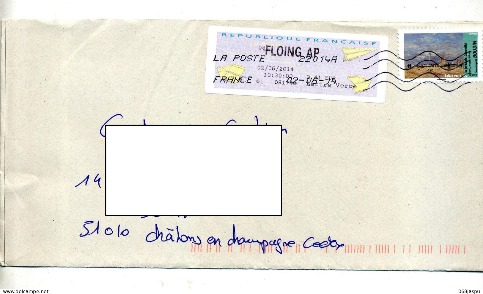 Lettre Flamme Chiffree  Sur Vignette Bureau Floing - 2000 « Avions En Papier »