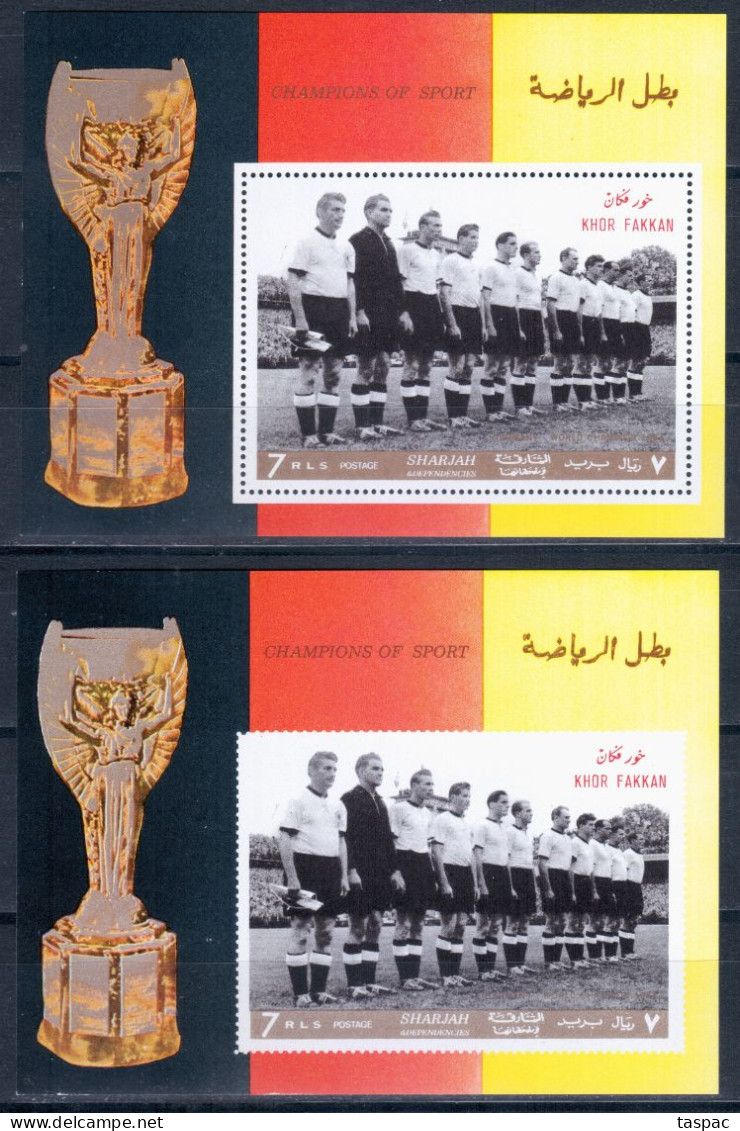 Khor Fakkan 1969 Mi# Block 20 A And B ** MNH - Perf. And Imperf. - German National Football Team / Soccer - Autres & Non Classés
