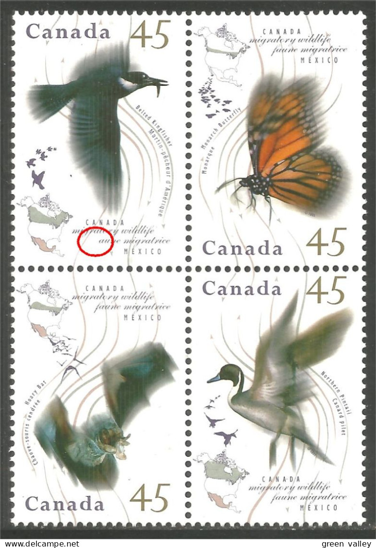 Canada ""aune"" ERROR Chauve-souris Papillon Butterfly Oiseau Bird Canard Duck Bat MNH ** Neuf SC (C15-66aa) - Ungebraucht