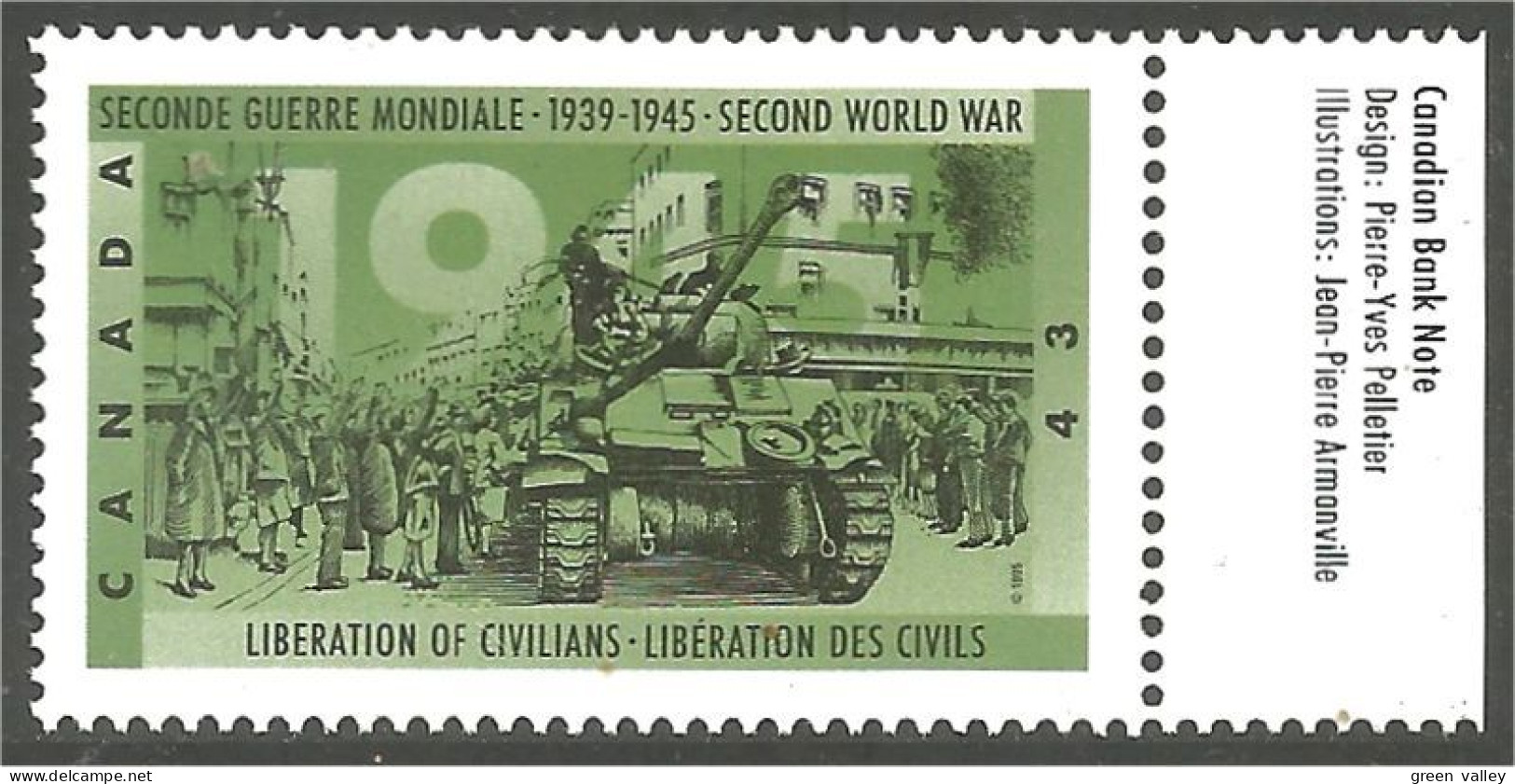 Canada  Liberation Civils Civilians Tank Char Assaut  MNH ** Neuf SC (C15-43tlld) - Unused Stamps