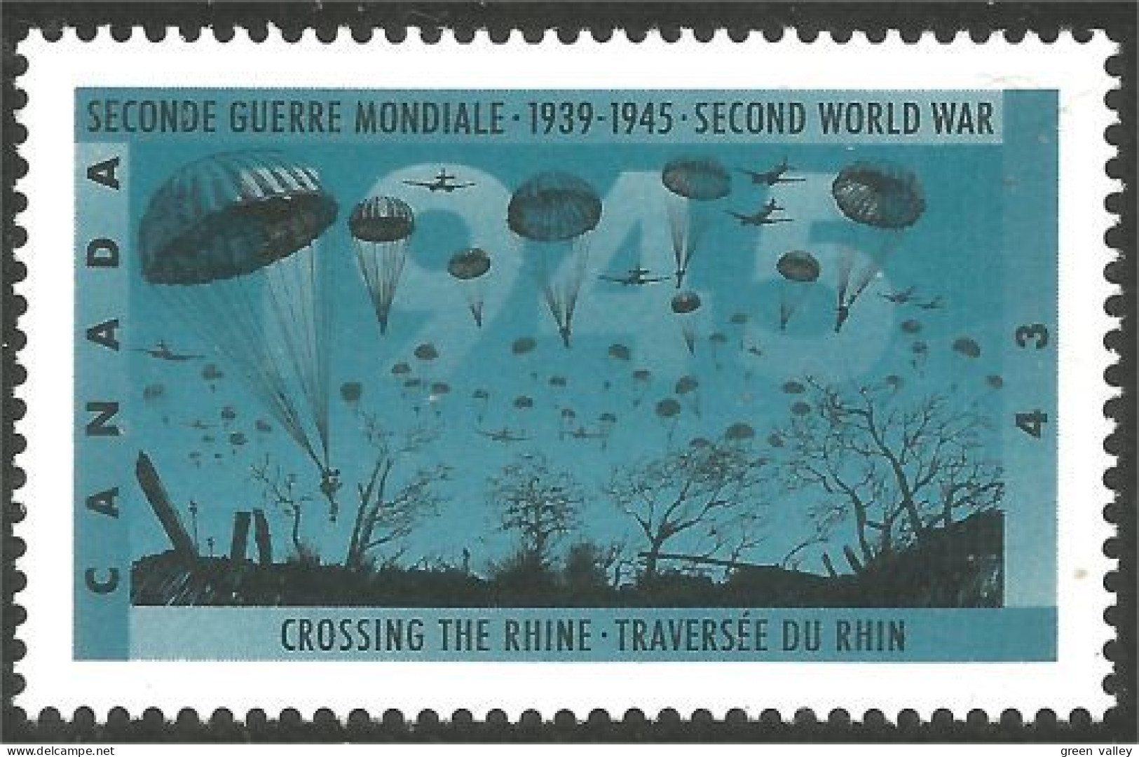 Canada Crossing Rhine Traversée Rhin Parachutes MNH ** Neuf SC (C15-44a) - Unused Stamps