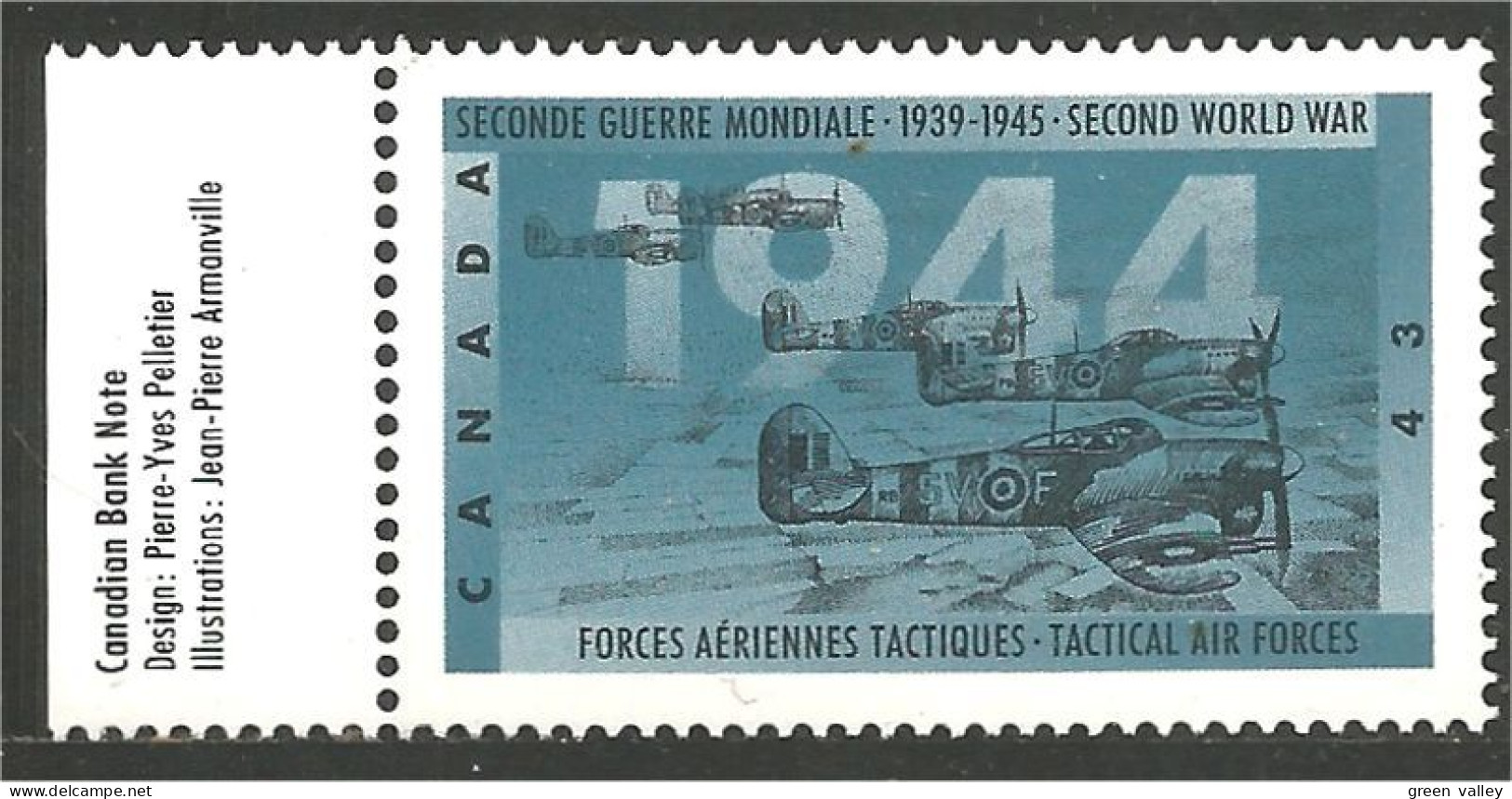 Canada 1944  Tactical Air Forces Aériennes Tactiques MNH ** Neuf SC (C15-39tllg) - Unused Stamps