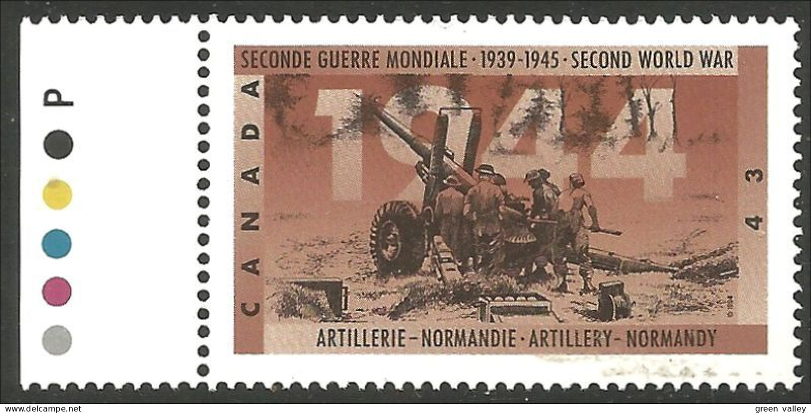 Canada 1944 Artillerie Artillery Marge 1944 Margin MNH ** Neuf SC (C15-38p) - Nuevos