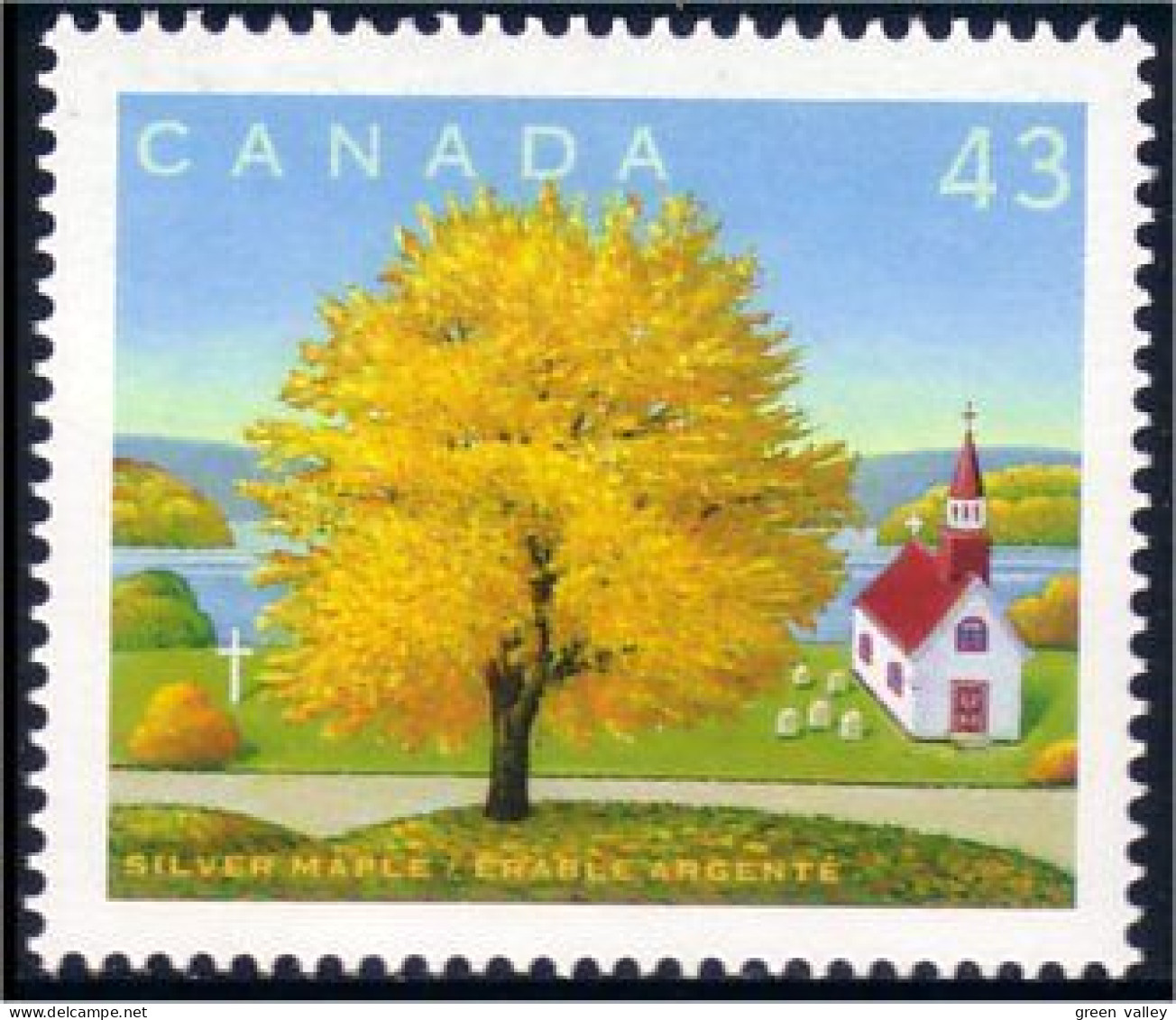 Canada Arbre Erable Argente Silver Maple Tree Eglise Church MNH ** Neuf SC (C15-24cc) - Iglesias Y Catedrales