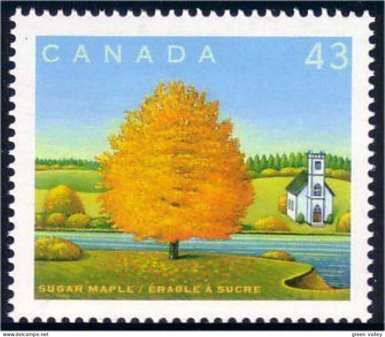 Canada Arbre Erable Sucre Sugar Maple Tree Eglise Church MNH ** Neuf SC (C15-24bc) - Eglises Et Cathédrales