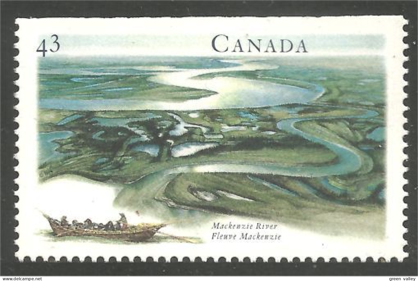 Canada Fleuve MacKenzie River Bateau Canoe Canot MNH ** Neuf SC (C15-13hb) - Indianer