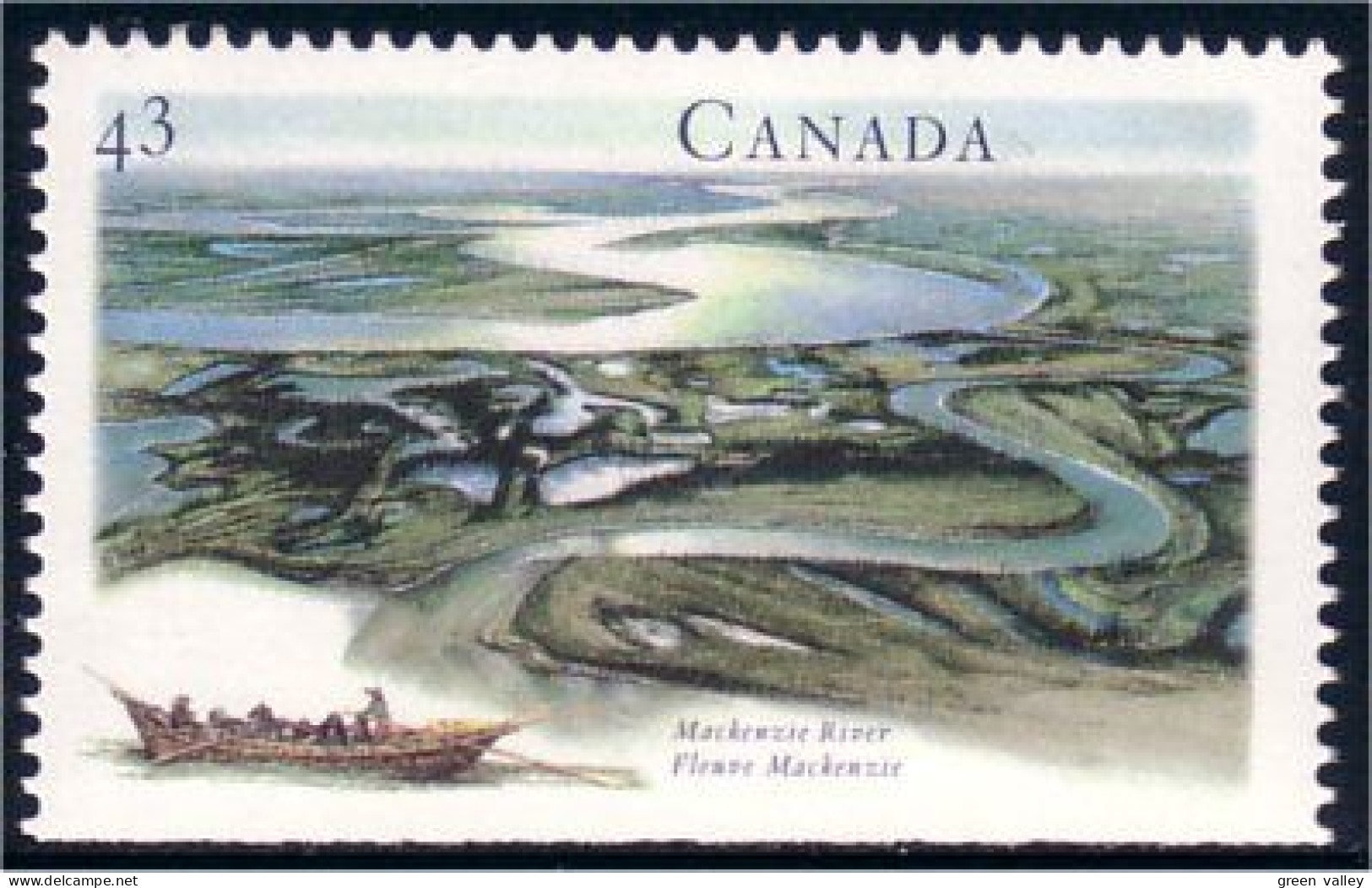 Canada Fleuve MacKenzie River Bateau Canoe Canot MNH ** Neuf SC (C15-13ba) - Neufs