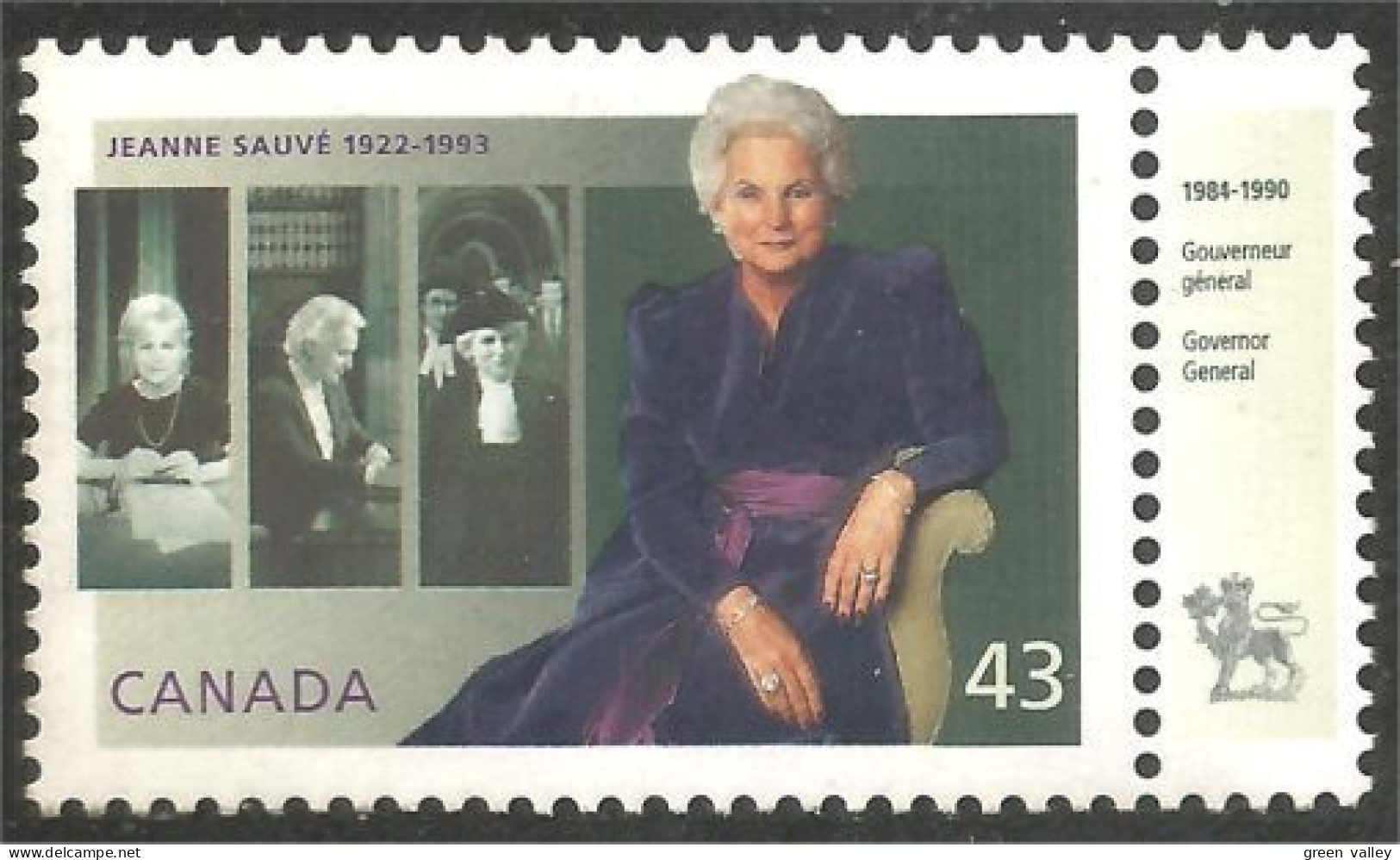 Canada Jeanne Sauvé Gouverneur Governor General Lion Lowe Leone MNH ** Neuf SC (C15-09gga) - Unused Stamps