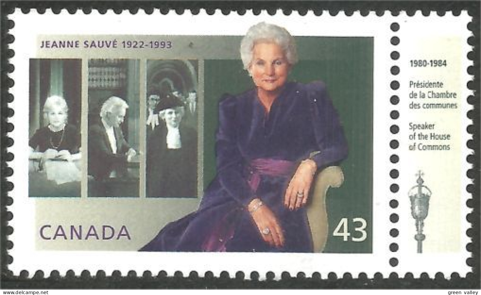 Canada Jeanne Sauvé Chambre Communes House Commons MNH ** Neuf SC (C15-09cc) - Unused Stamps