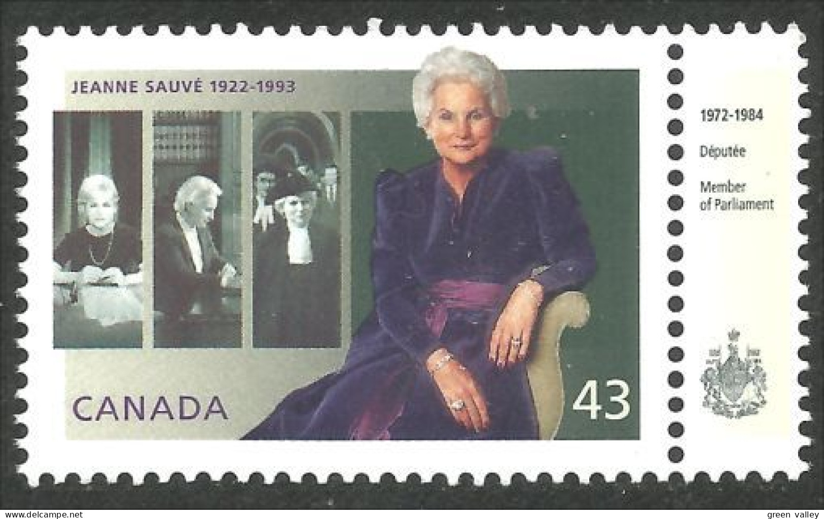 Canada Jeanne Sauvé Députée Member Parliament Armoiries Coat Arms MNH ** Neuf SC (C15-09mp) - Stamps
