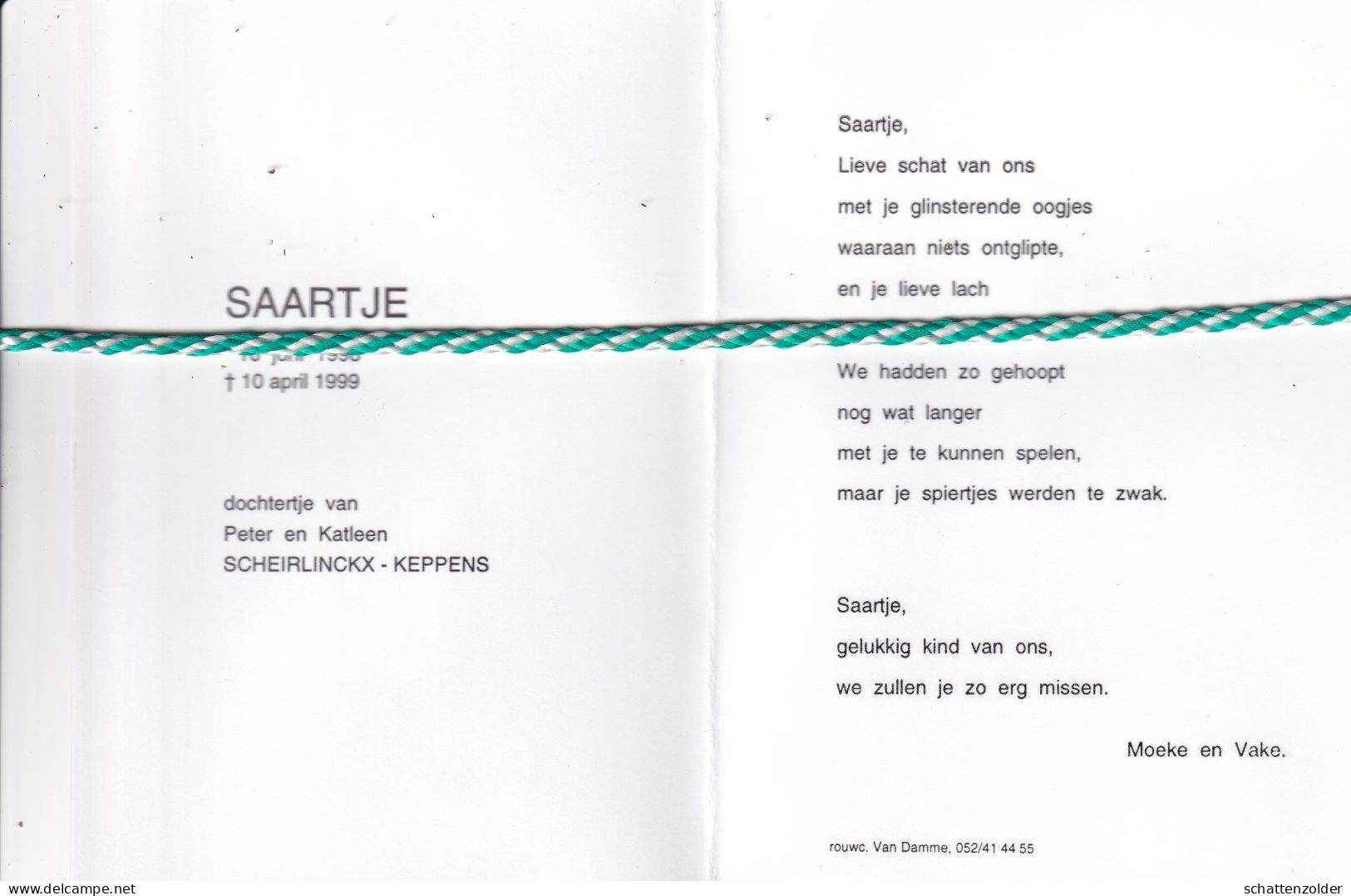 Saartje Scheirlinckx-Keppens, 1998, 1999. Foto - Obituary Notices