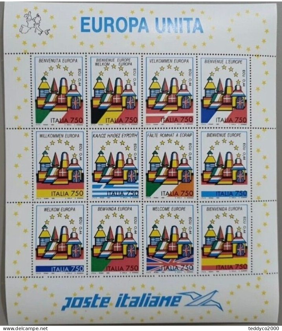 ITALIA 1993 MINIFOGLIO NUOVO EUROPA UNITA - 1991-00: Nieuw/plakker