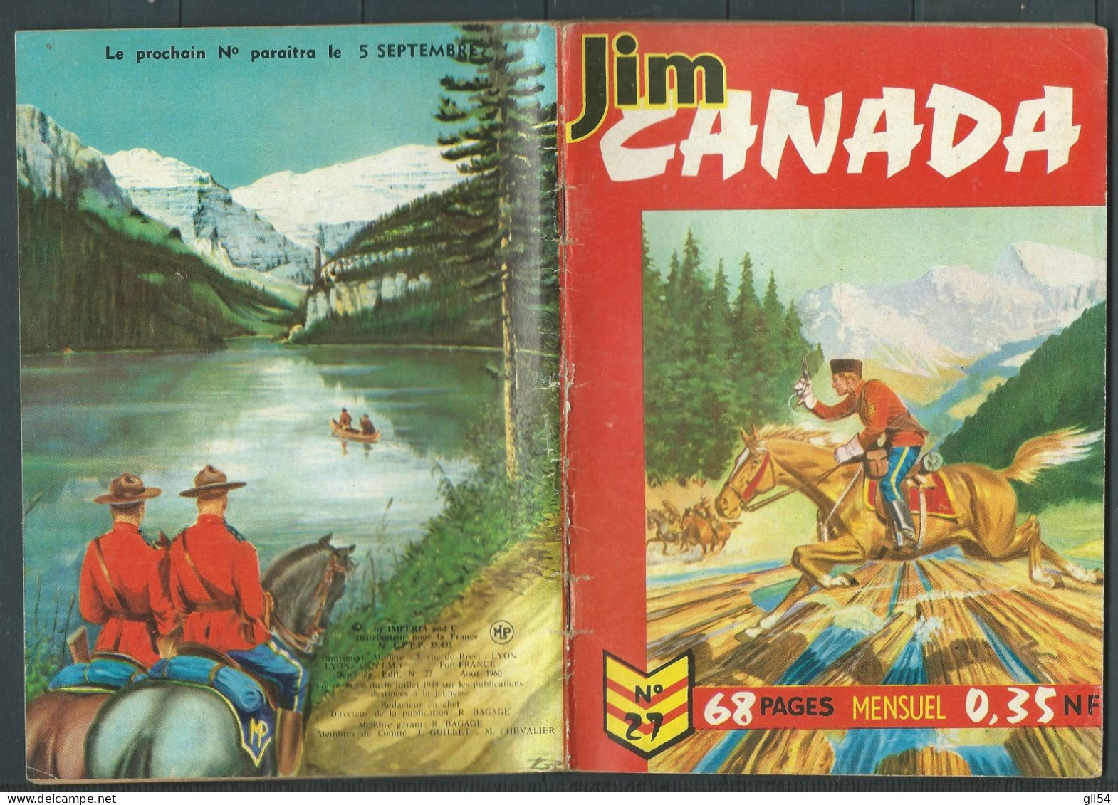 Jim Canada N° 27 - Mensuel  "  Le Vieux Renard    " - D.L. Aout 1960  - Tex1101 - Formatos Pequeños