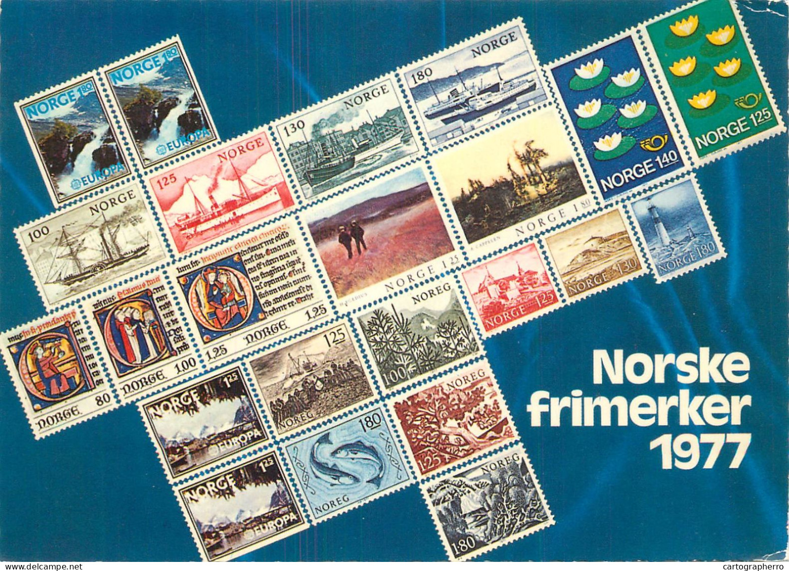 Navigation Sailing Vessels & Boats Themed Postcard Norske Frimerker 1977 - Segelboote