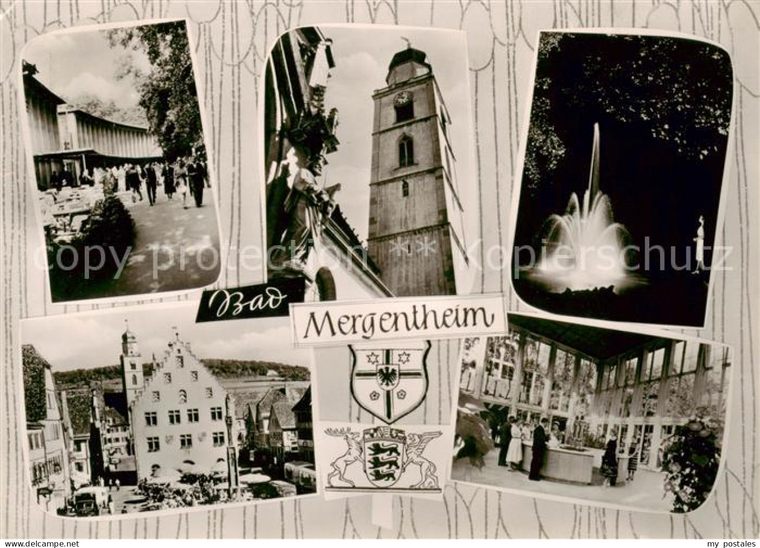 73788879 Bad Mergentheim Teilansichten Kurort Rathaus Kurhaus Kirchturm Springbr - Bad Mergentheim