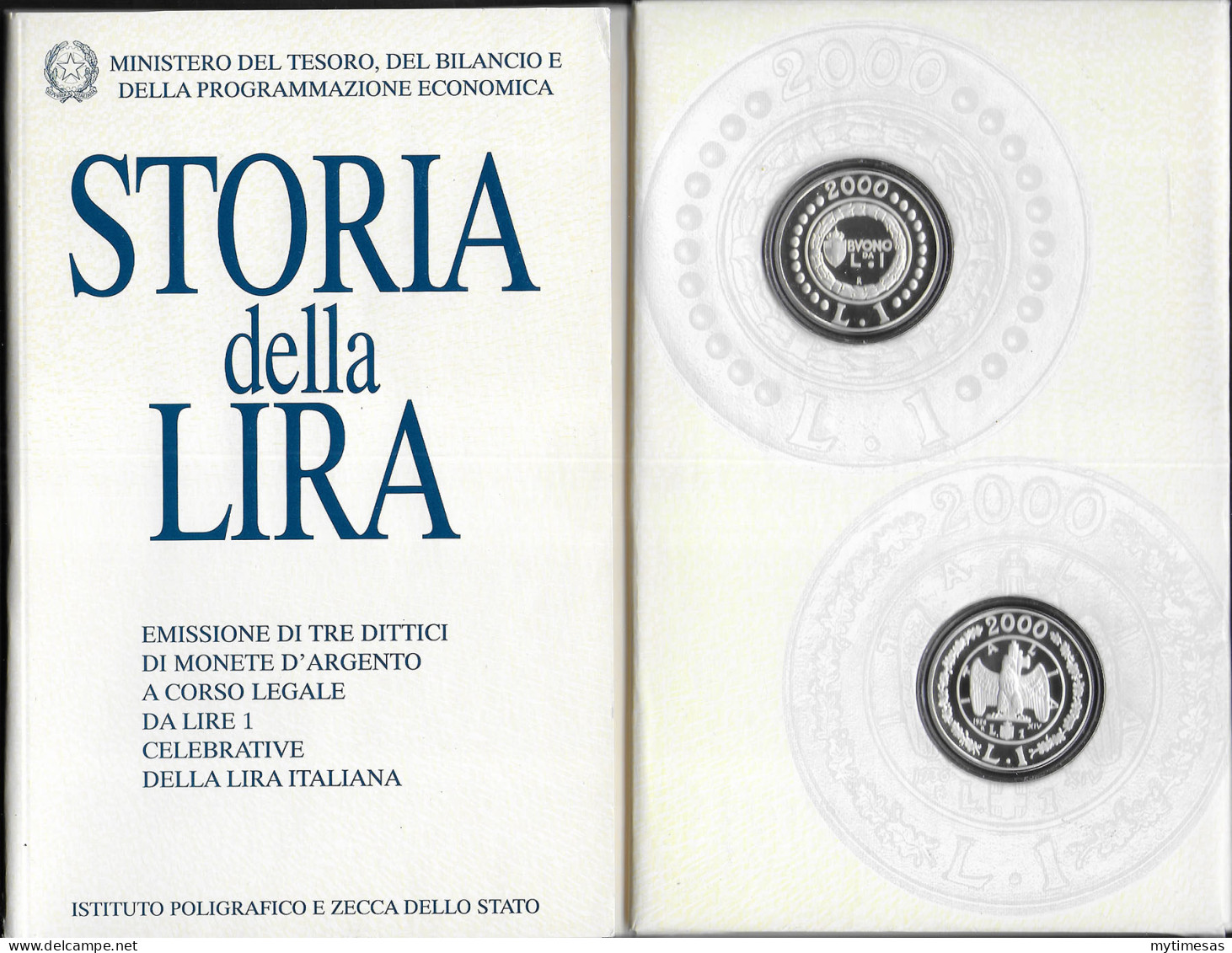 2000 Italia Storia Della Lira 2 Coins In Silver Proof - Autres & Non Classés