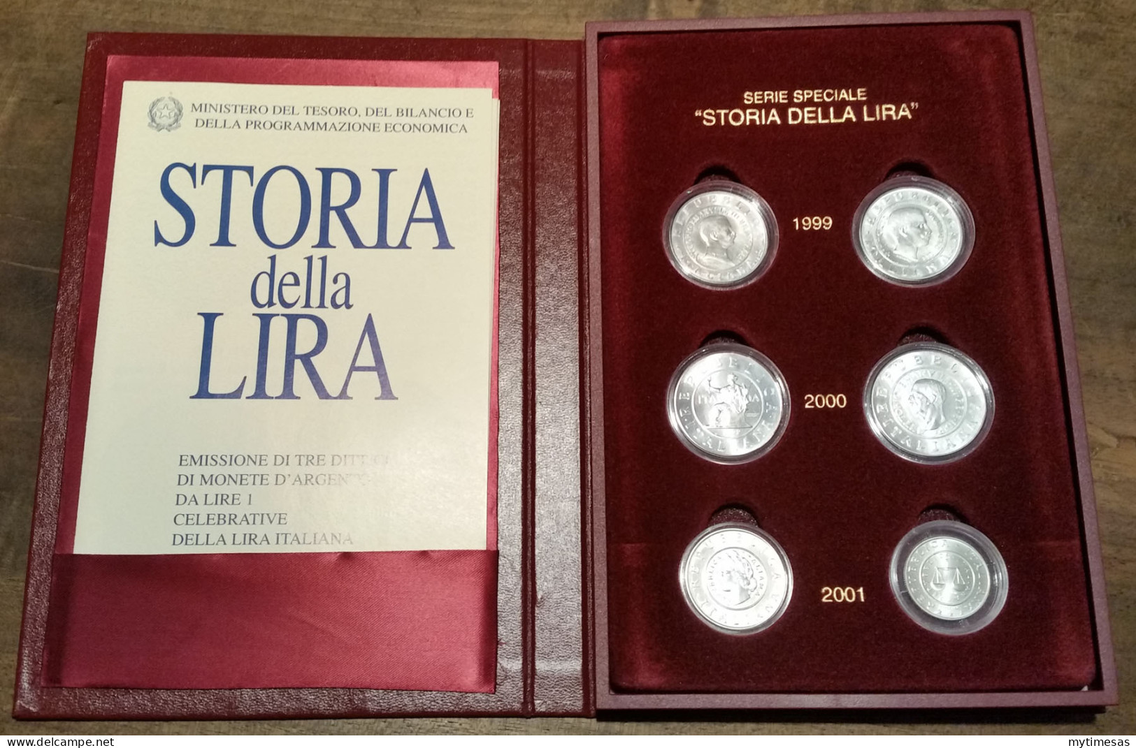1999-2001 Italia Storia Della Lira 6 Coins In Silver FDC-BU - Otros & Sin Clasificación