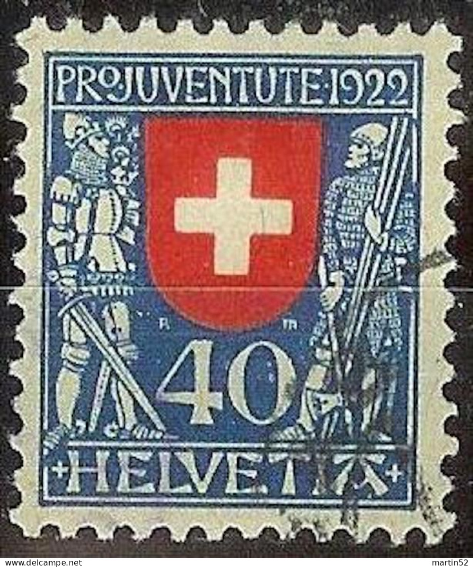 Schweiz Suisse Pro Juventute 1922: Ritter+Soldat Zu WI  24 Mi 178 Yv 191 Mit Unlesbarem Eck-Stempel ....8 (Zu CHF 90.00) - Oblitérés