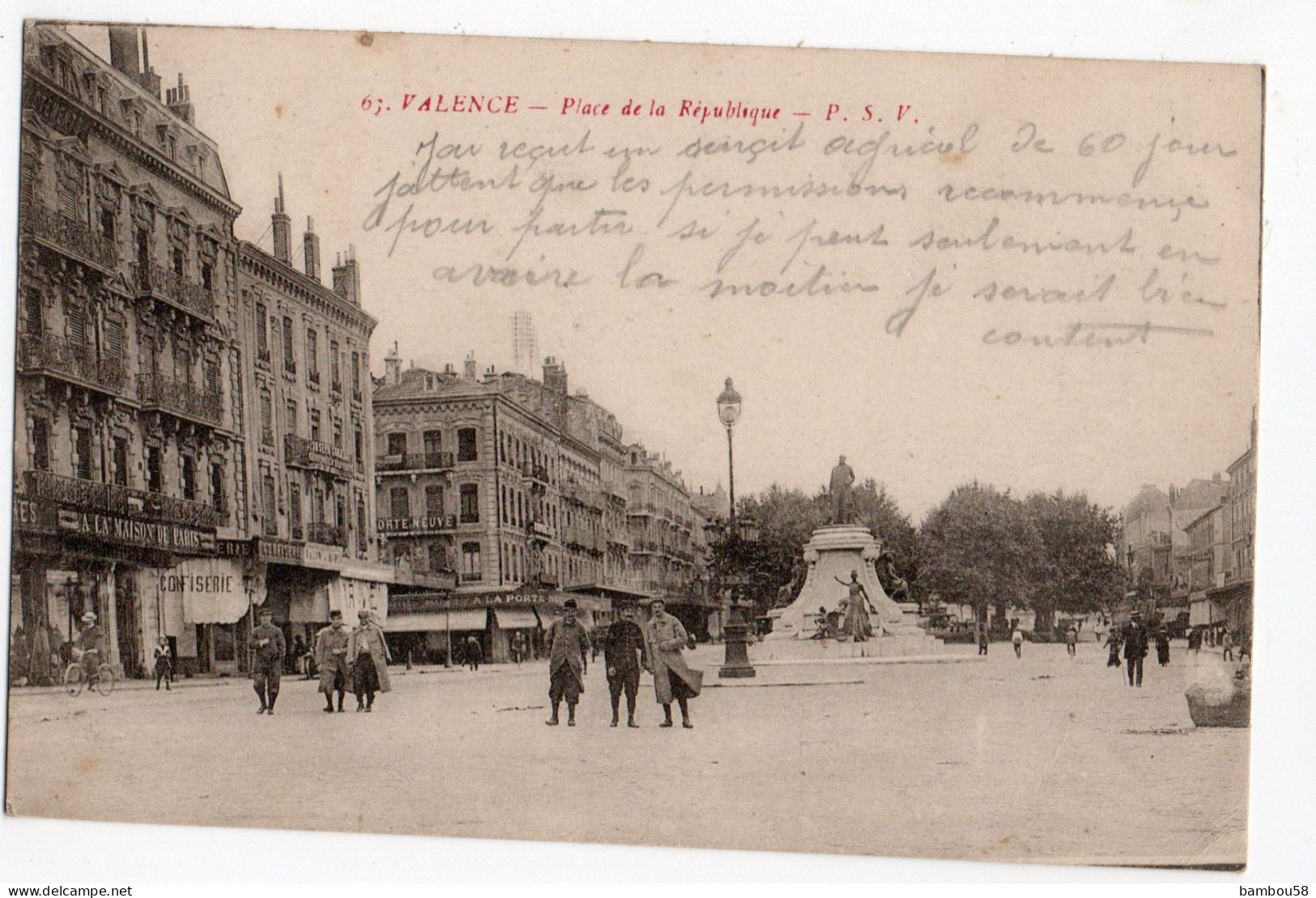 VALENCE * DROME * PLACE DE LA REPUBLIQUE * LA MAISON DE PARIS * A LA PORT NEUVE * Carte N° 63 - Valence