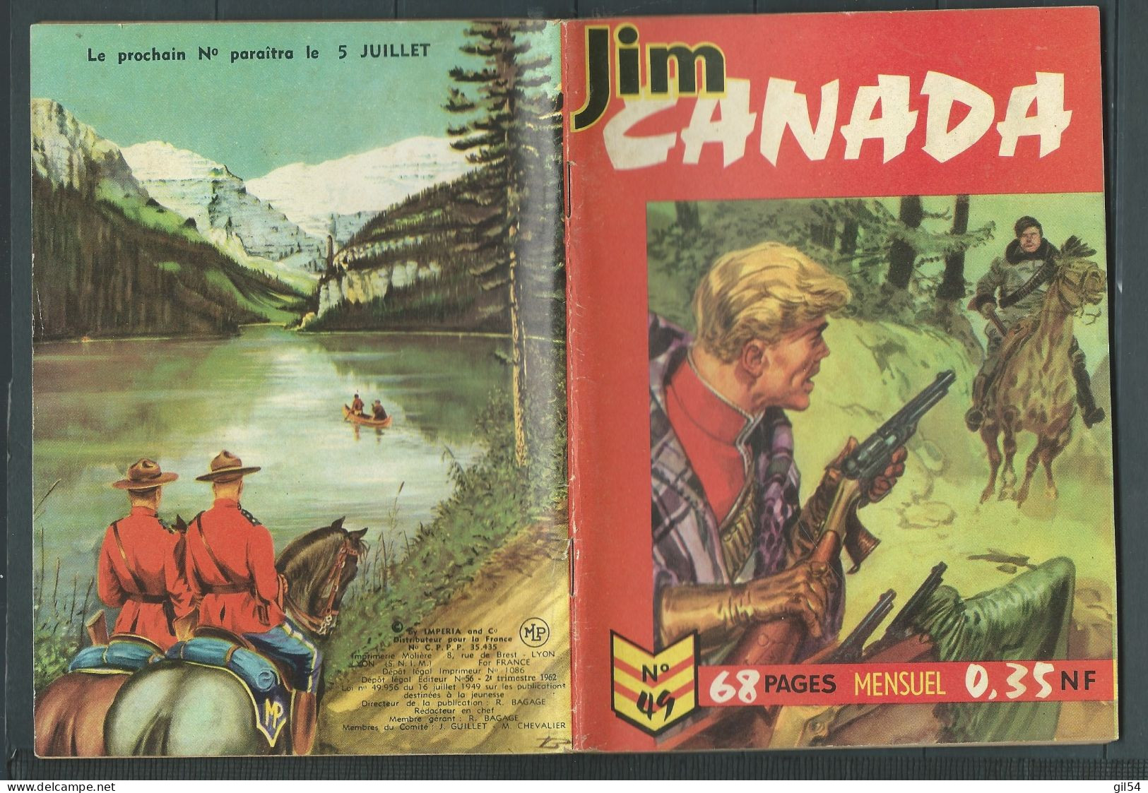 Jim Canada N° 49 - Mensuel  "  Les Mauvais Anges     " - D.L.  2è Trimestre 1962 - Tex1102 - Kleine Formaat