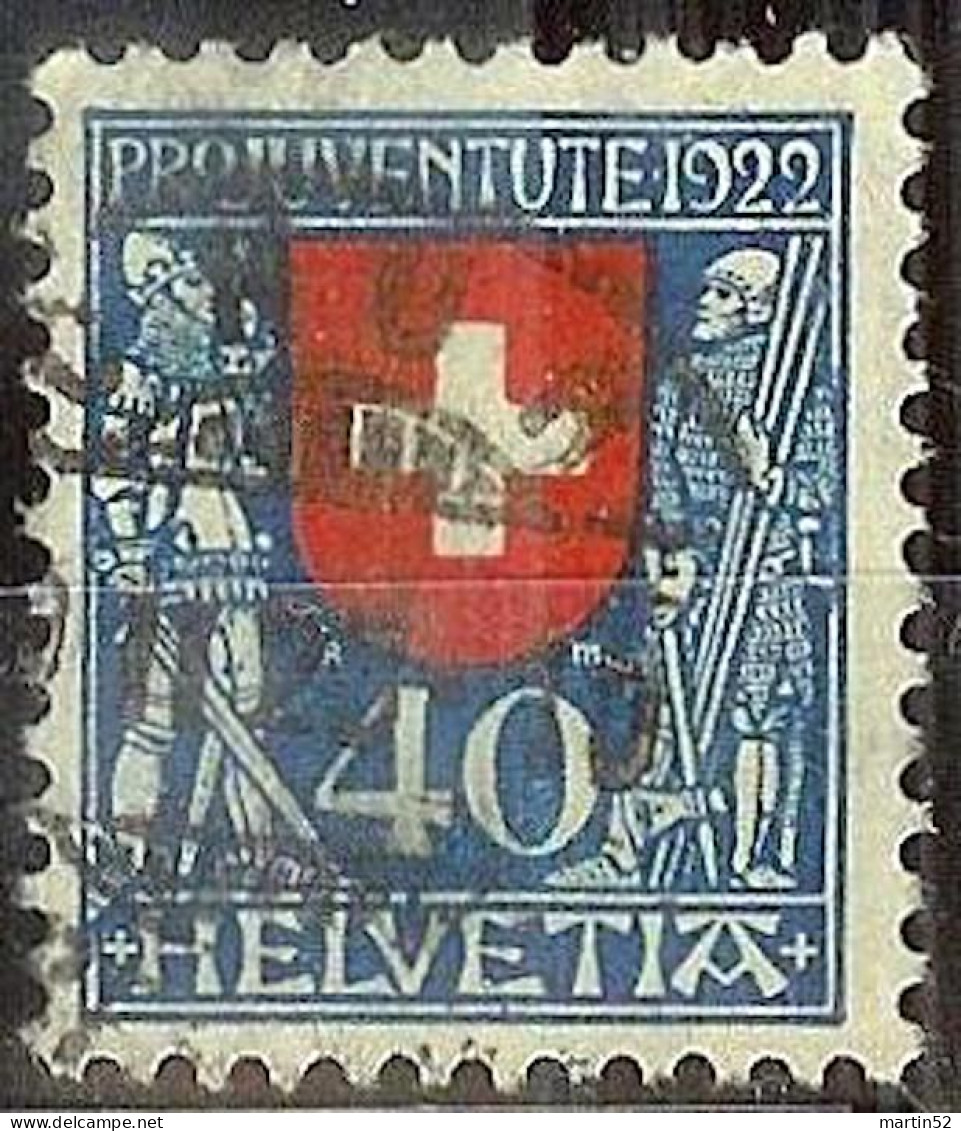 Schweiz Suisse Pro Juventute 1922: Ritter+Soldat Zu WI 24 Mi 178 Yv 191 Mit Voll-Stempel CHUR 9.II.23 (Zu CHF 90.00) - Gebraucht