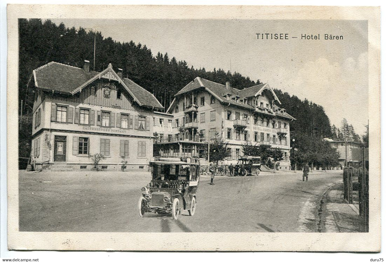 ALLEMAGNE CPA Voyagé 1912 * TITISEE Hôtel Bären * Beau Plan Sur Voiture Ancienne - Titisee-Neustadt