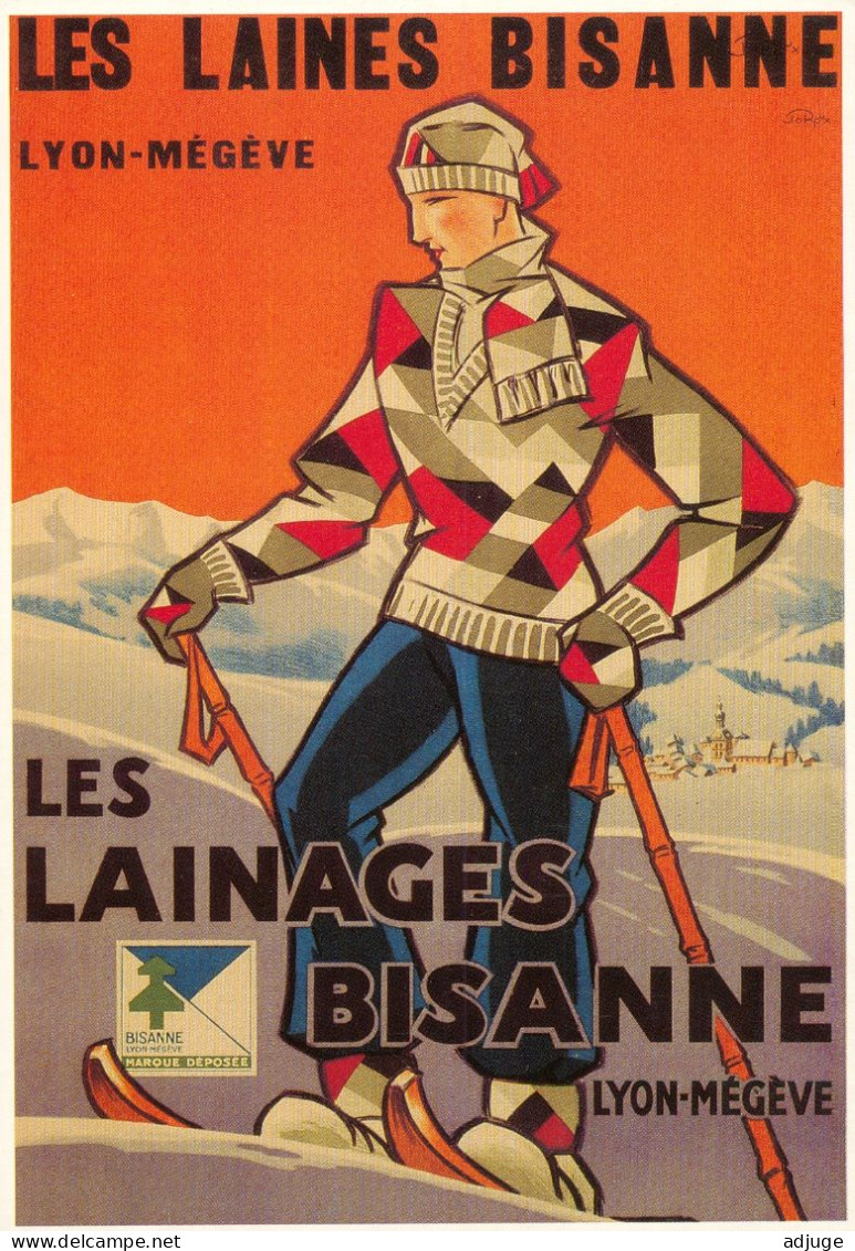 CPM-Affiche Publicité Les LAINES BISANES, Lyon-Mégève*Affiche De JO ROUX * Edit Clouet - Ref 10384 - Reclame