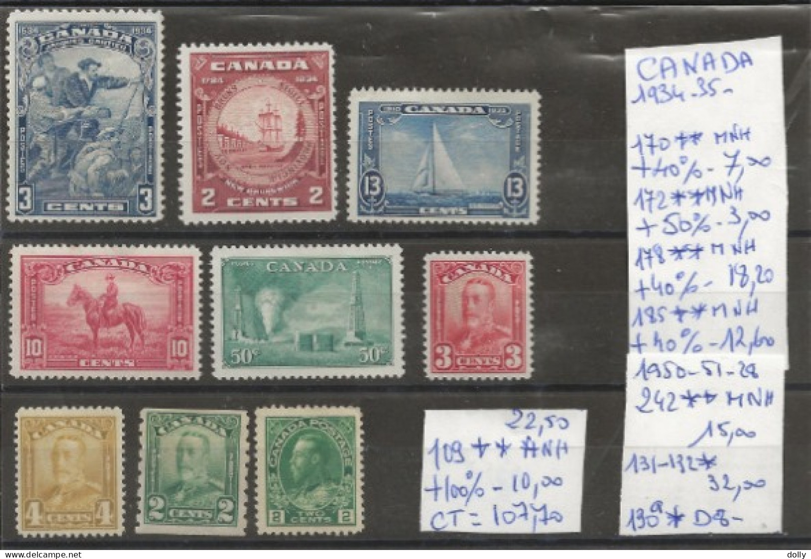 TIMBRE DU CANADA NEUF **/* DE 1934/35   Nr VOIR SUR PAPIER AVEC TIMBRES COTE 107.70  € - Ungebraucht