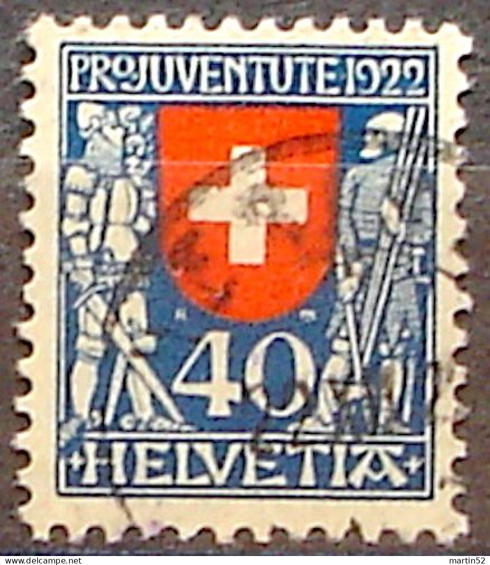 Schweiz Suisse Pro Juventute 1922: Ritter+Soldat Zu WI24 Mi 178 Yv 191 Voll-Stempel VERRIÈRES 22.XII.22 (Zu CHF 90.00) - Used Stamps