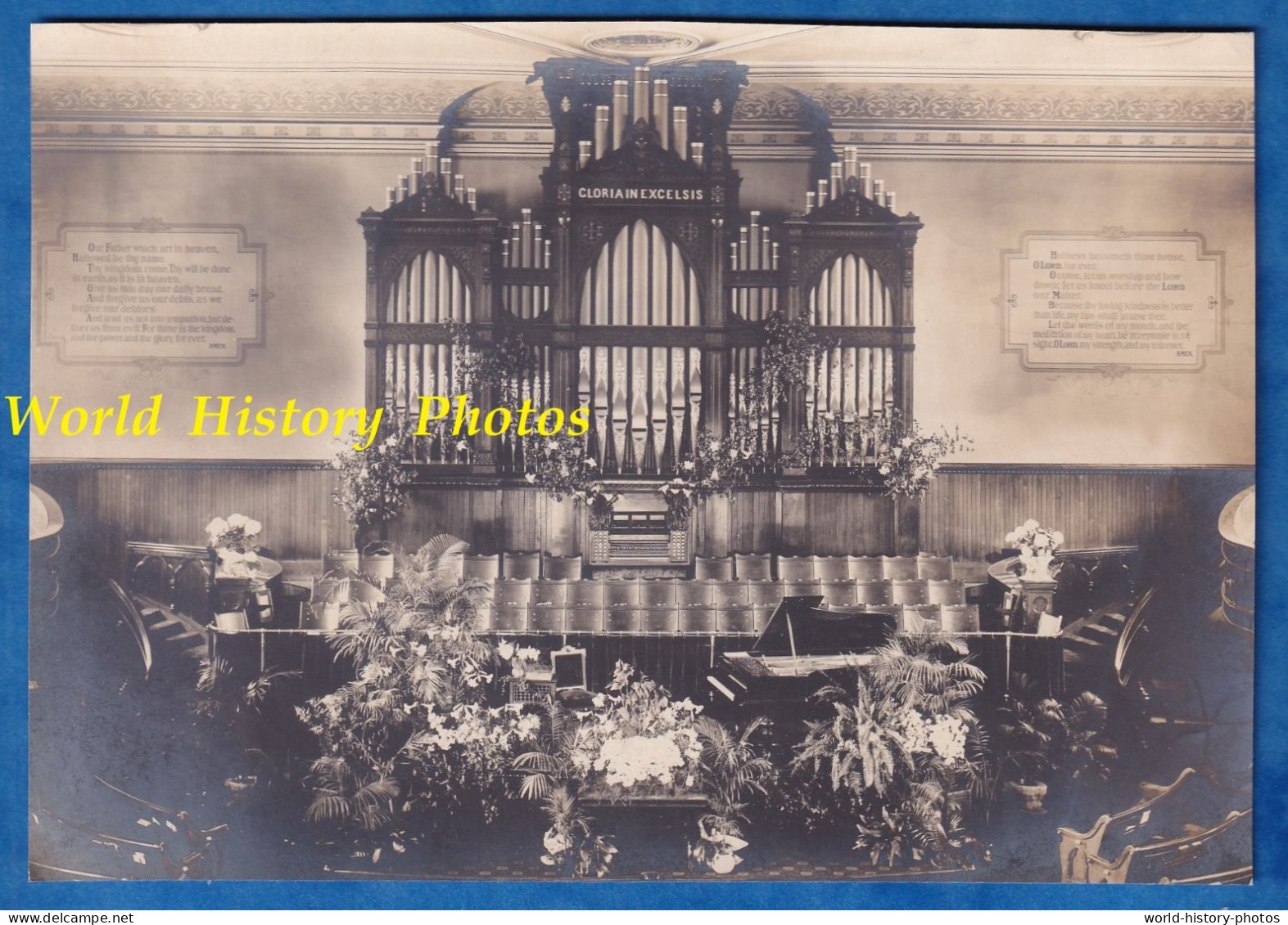 Photo Ancienne - USA - Eglise / Salle De Spectacle à Situer - Superbe Orgue - Piano à Queue - Church Decor Deco Musique - Gegenstände