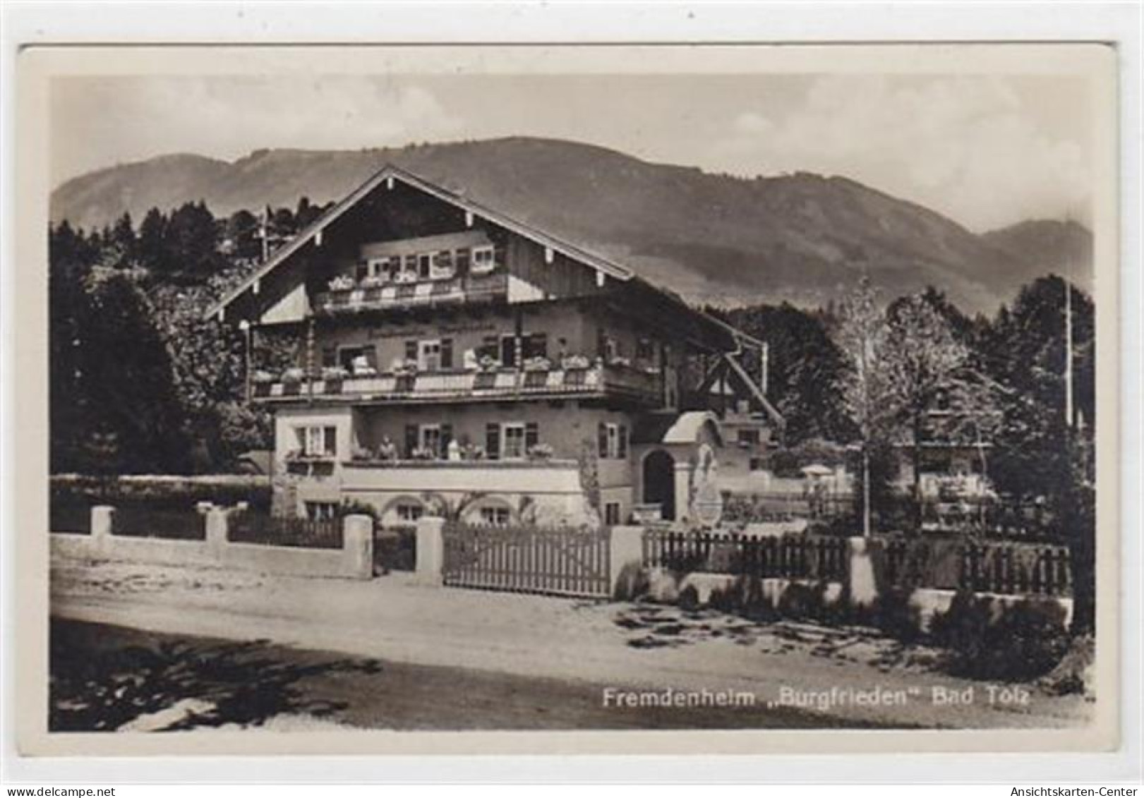 39045905 - Bad Toelz. Fremdenheim Burgfrieden - Besitzer: Ludw. Burgmayr Gelaufen Am 22.07.1931. Rueckseite Leicht Flec - Bad Toelz