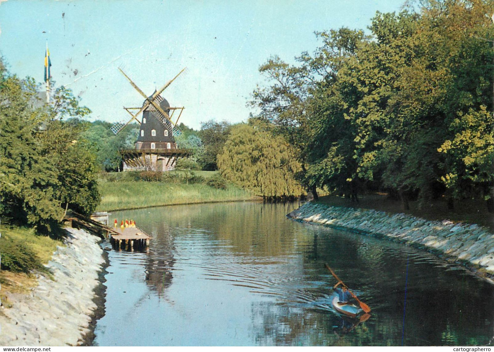 Navigation Sailing Vessels & Boats Themed Postcard Malmo Chanel And Windmill - Sailing Vessels