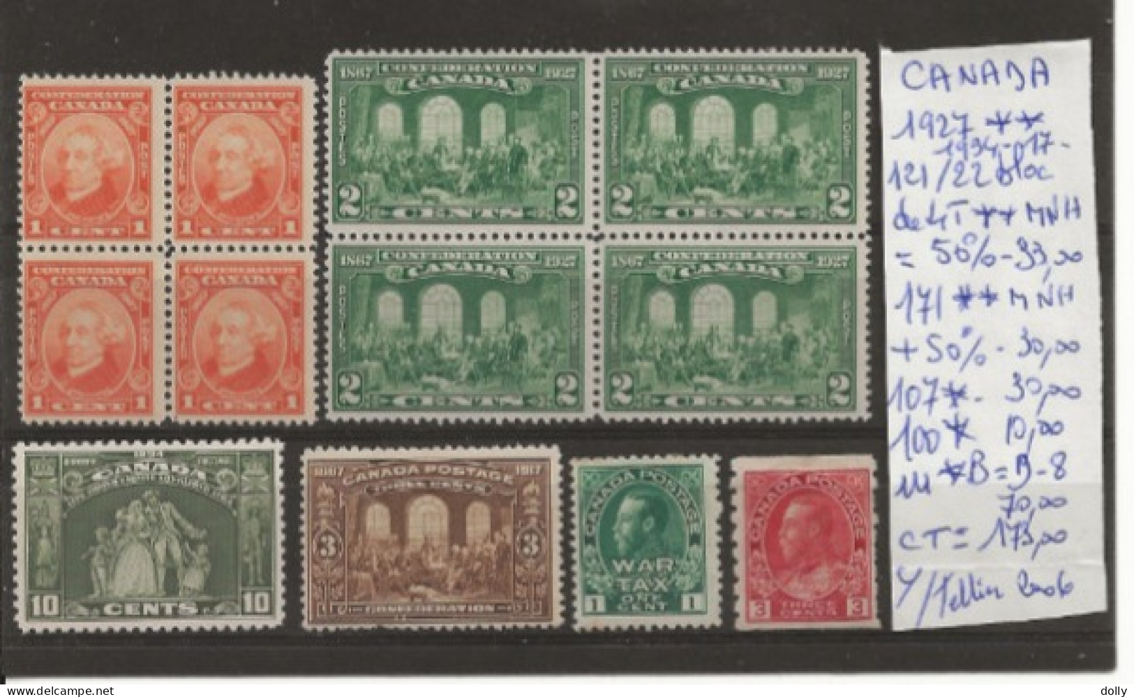 TIMBRE DU CANADA NEUF **/* DE 19271934   Nr VOIR SUR PAPIER AVEC TIMBRES COTE 173.00  € - Unused Stamps