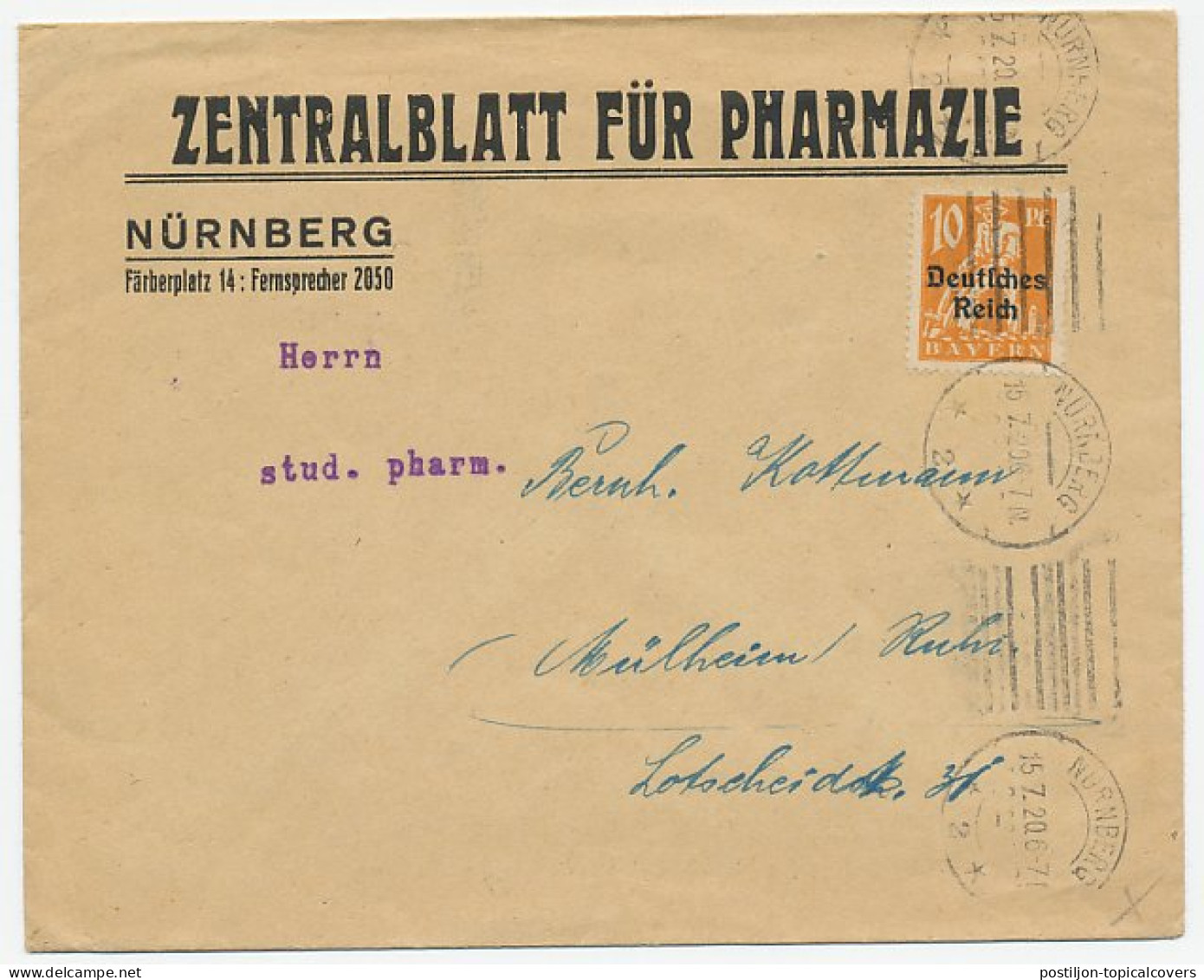 Firm Cover Deutsches Reich / Germany 1920 Pharmacy Magazine - Pharmazie