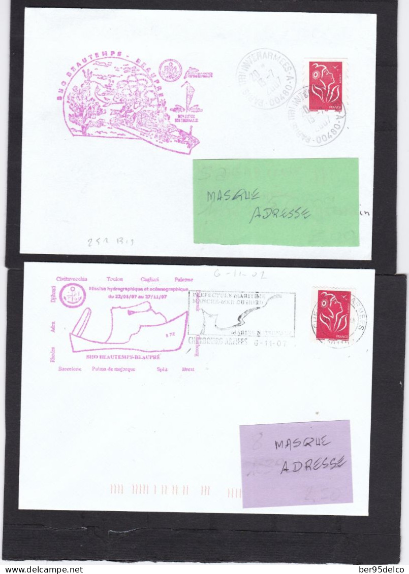 LOT  DE 4 ENVELOPPES ILLUSTREES BATIMENT  HYDROGRAPHIQUE BEAUTEMPS-BEAUPRE - Ships