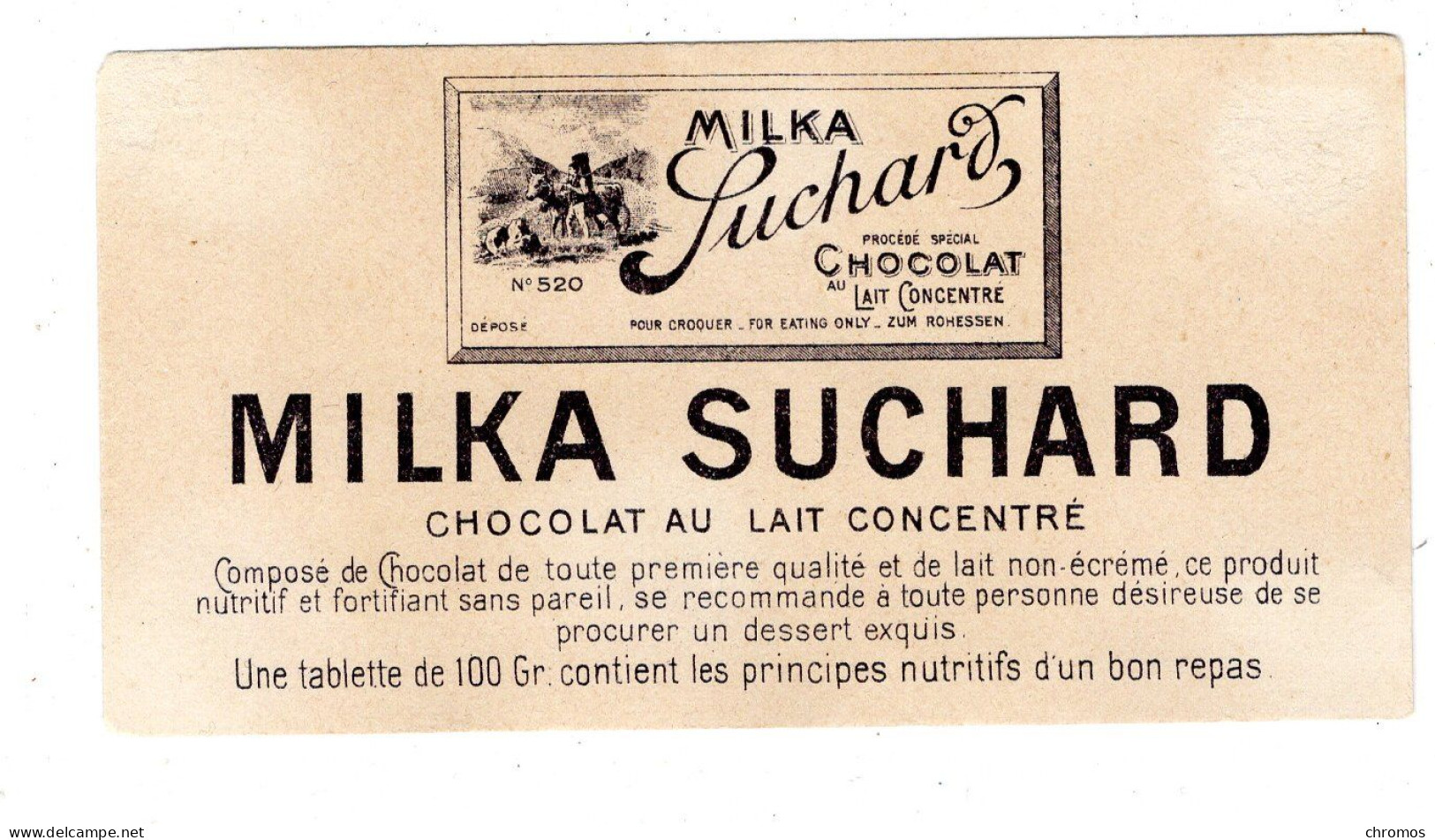 Chromo Chocolat Suchard, S 114, Alphabet, Lettre M, Dos Rare - Suchard