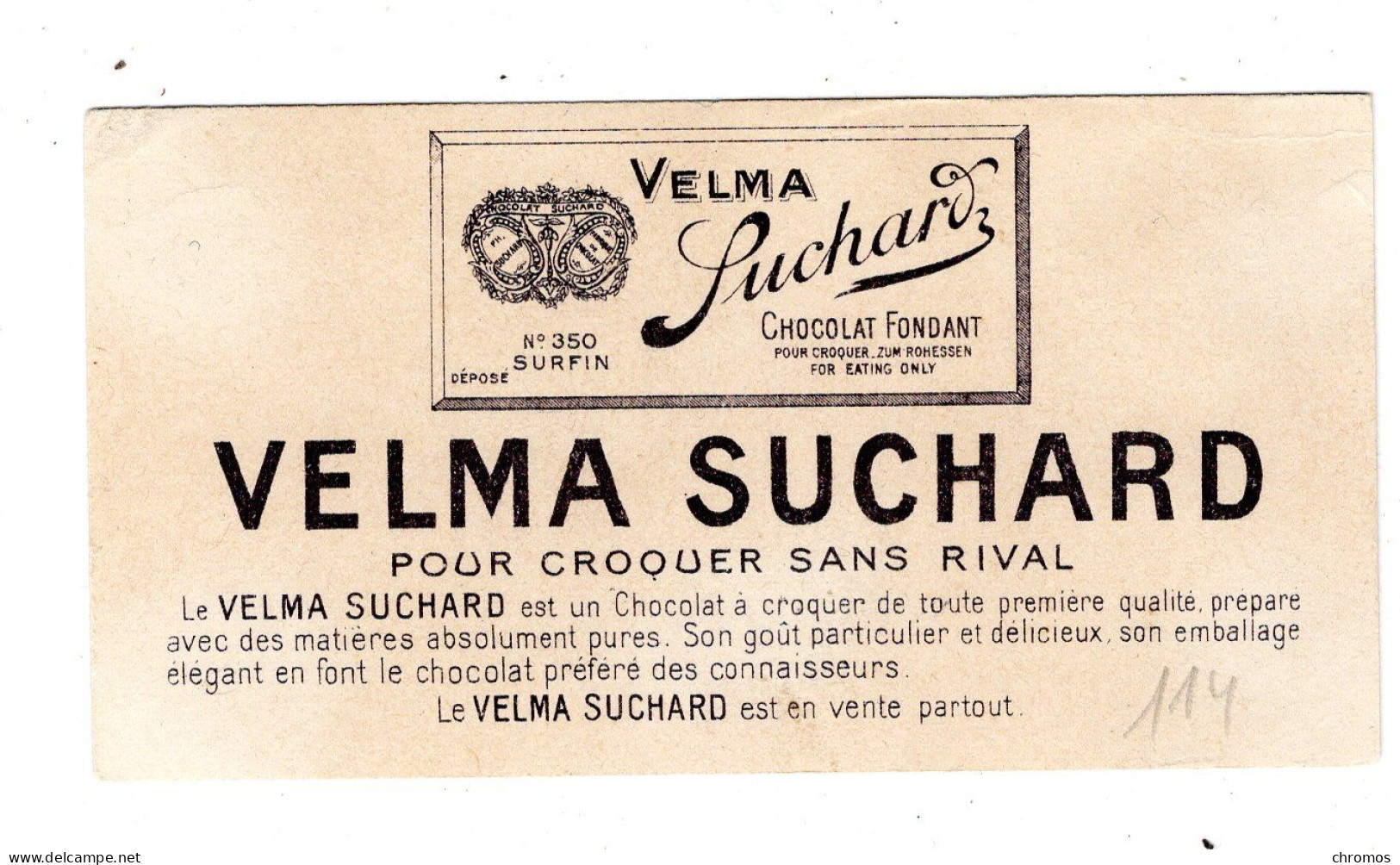 Chromo Chocolat Suchard, S 114, Alphabet, Lettre Q, Dos Rare - Suchard