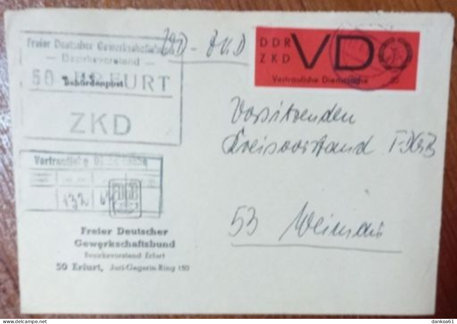 DDR 1966/67 4 Dienstbriefe (Umschläge Ohne Inhalt) Apolda, Weimar, Erfurt, Merseburg. - Cartas & Documentos