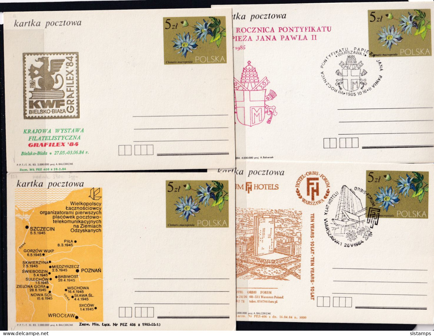 Poland 10 Postal Stationary Cards Special Cancel 5 Zl 16121 - Poland