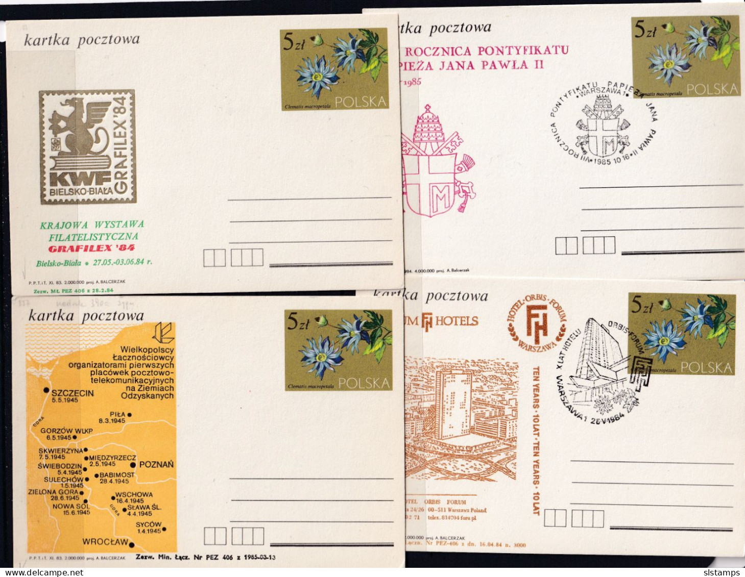 Poland 10 Postal Stationary Cards Special Cancel 5 Zl 16121 - Polonia