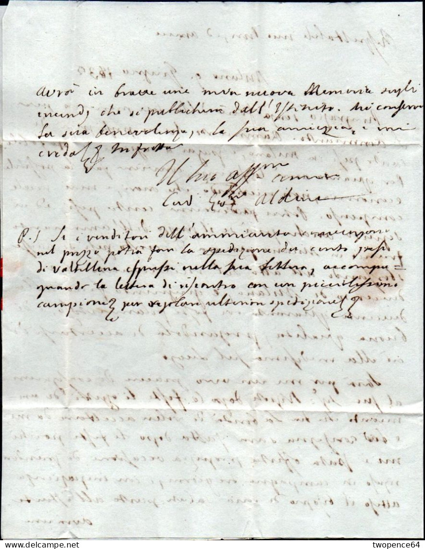 B28 - LETTERA PREFILATELICA DA MILANO A SONDRIO 1832 - 1. ...-1850 Prefilatelia