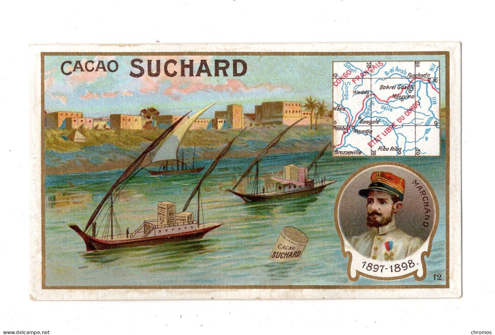 Chromo Chocolat Suchard, S 127 / 12, Serie D'exploratuers (de Rivières), Marchand, Congo, Afrique - Suchard