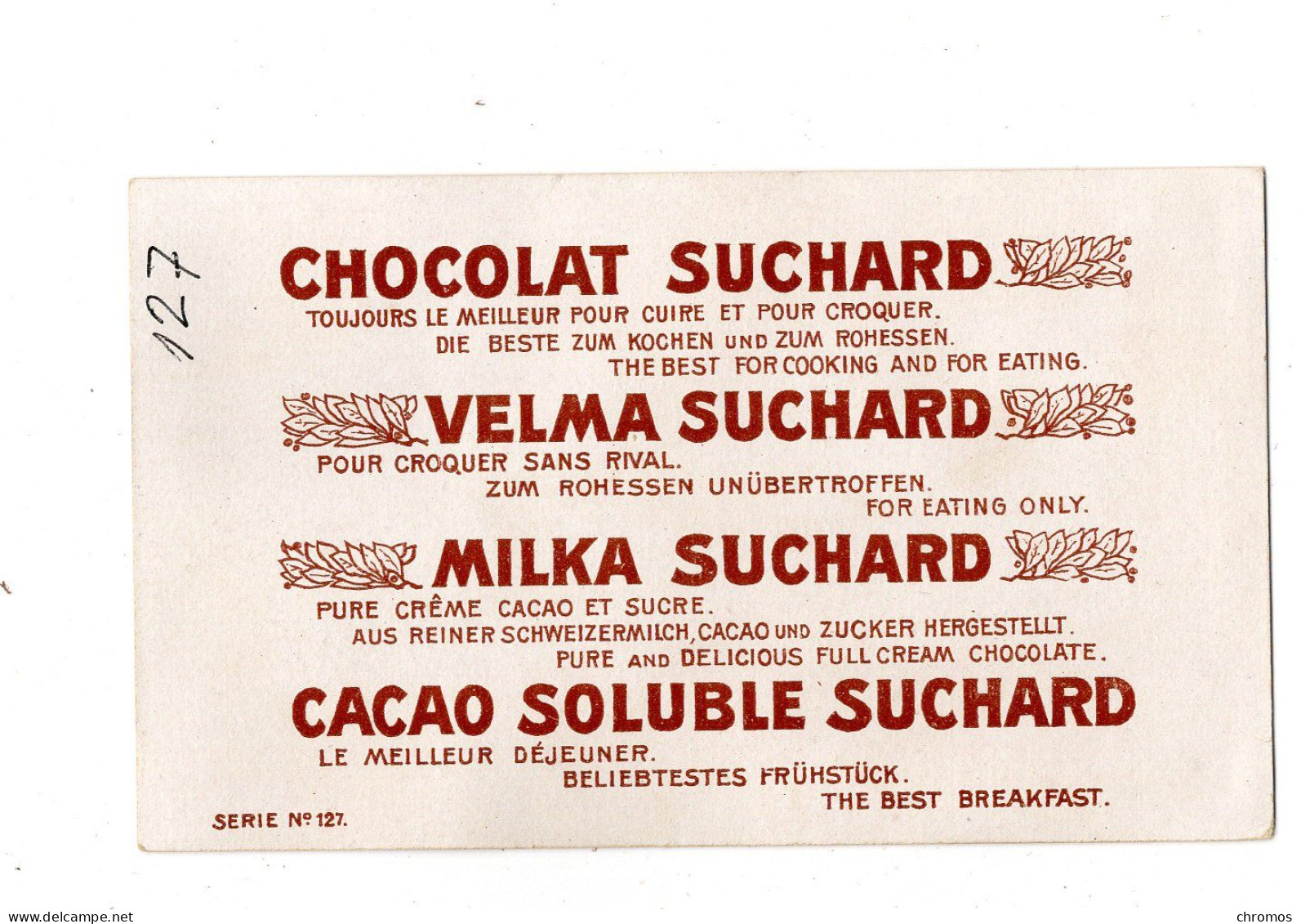 Chromo Chocolat Suchard, S 127 / 12, Serie D'exploratuers (de Rivières), Marchand, Congo, Afrique - Suchard