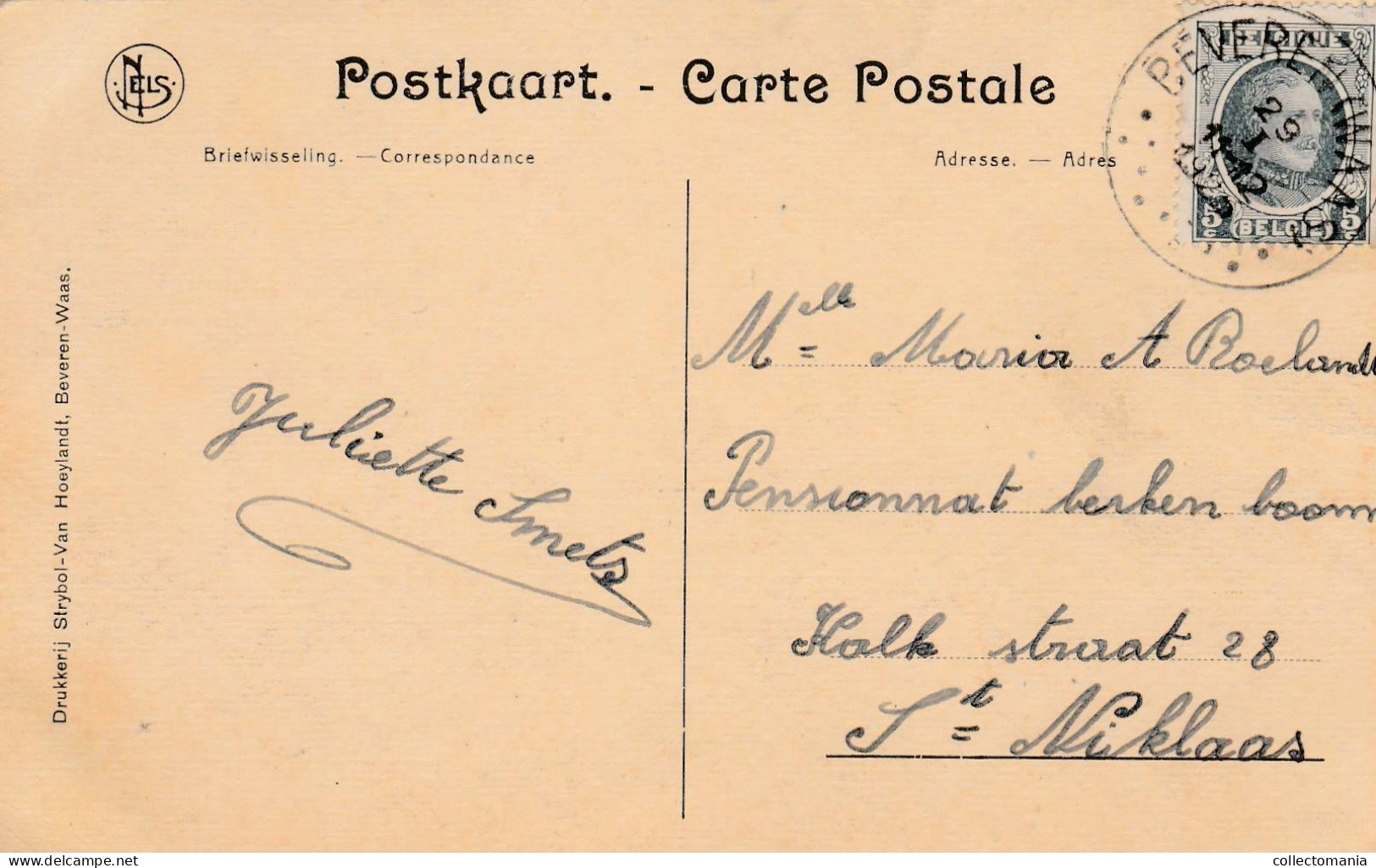 4 Oude Postkaarten Beveren -Waes Statiestraat   Grote Markt   Zandstraat Café De Graanmaat   Gemeentehuis 1924 - Beveren-Waas