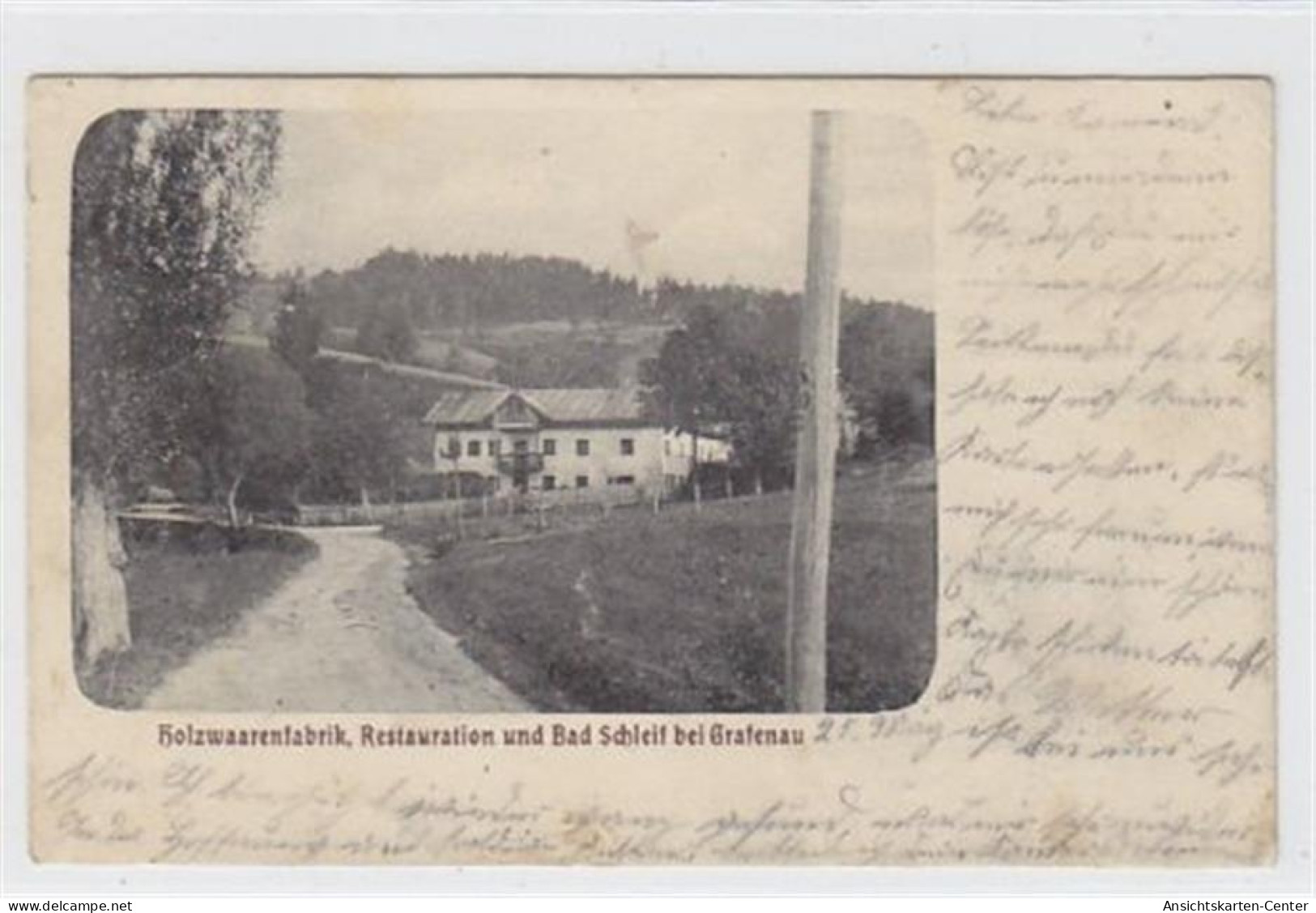 39023505 - Holzwaarenfabrik Restauration Und Bad Schleif Bei Grafenau Gelaufen 1904 Kleiner Knick An Der Rechten Untere - Other & Unclassified